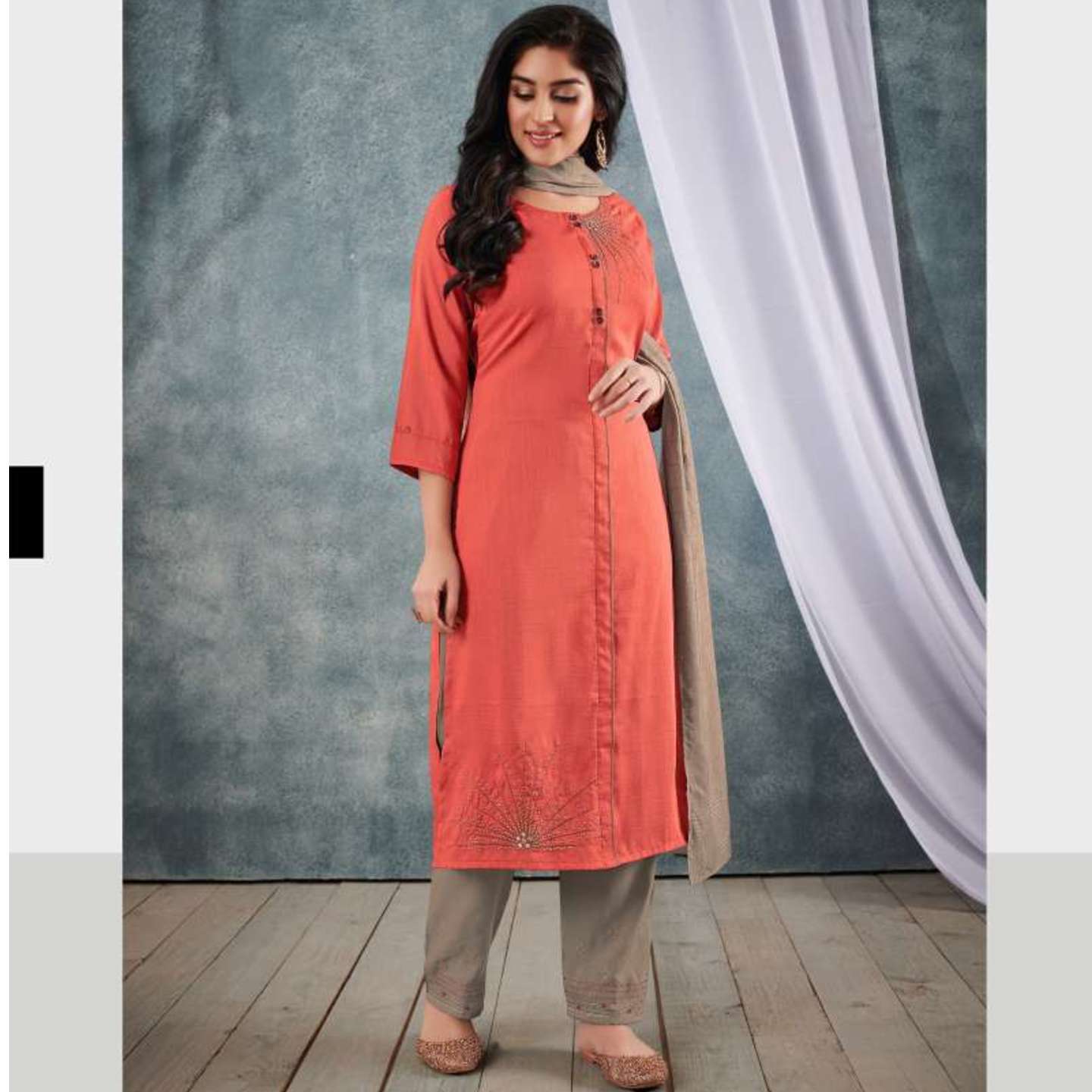 VNK Women Embroidered Silk Kurta with Pants & Dupatta