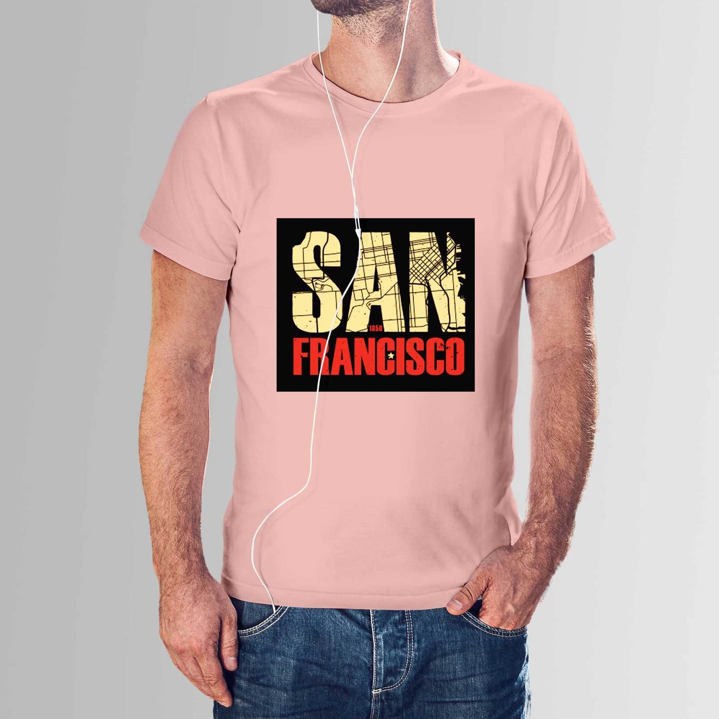 Talk By Fashion SAN FRANCISCO Pink T-shirt for Men