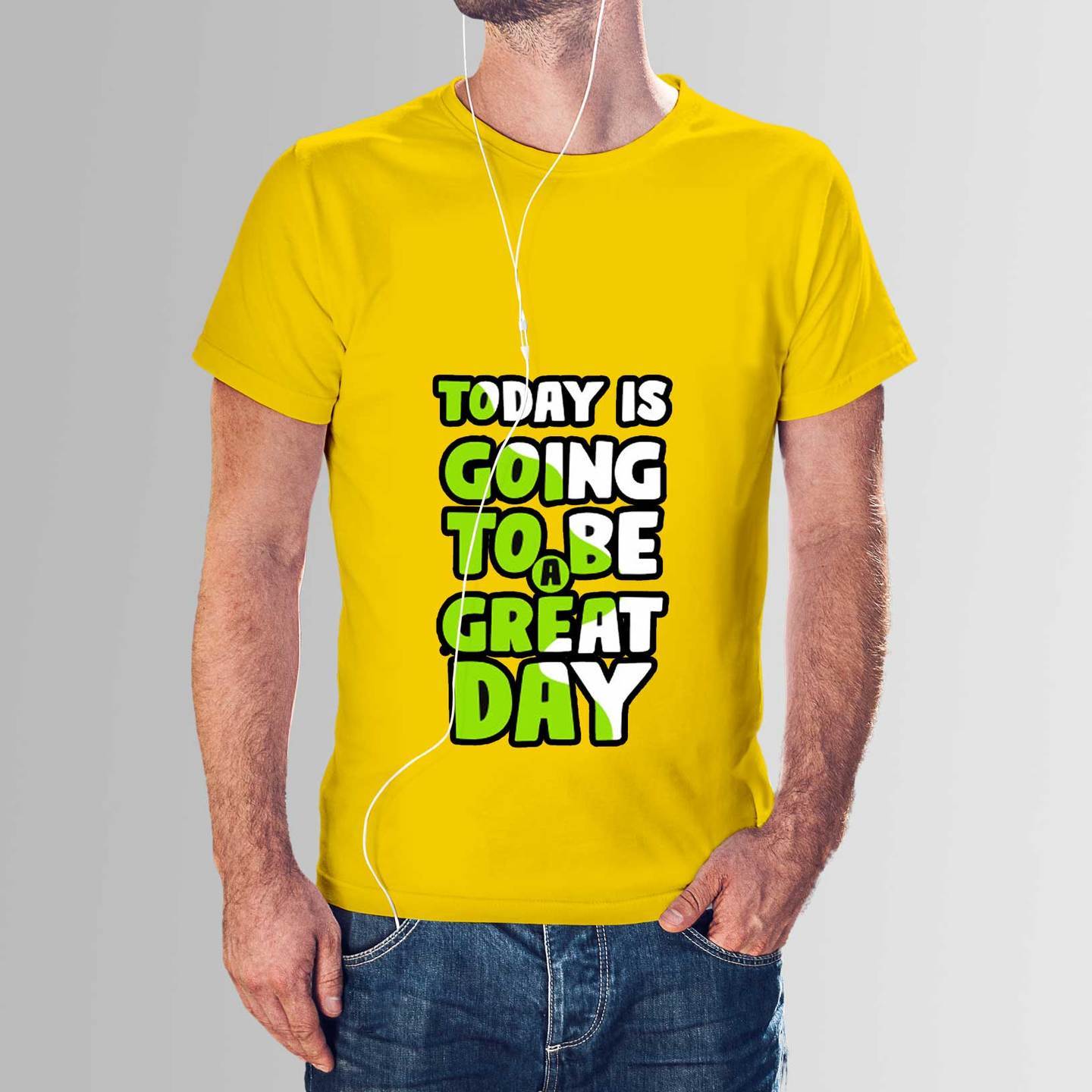 Talk By Fashion Great Day yellow t-shirt for Men