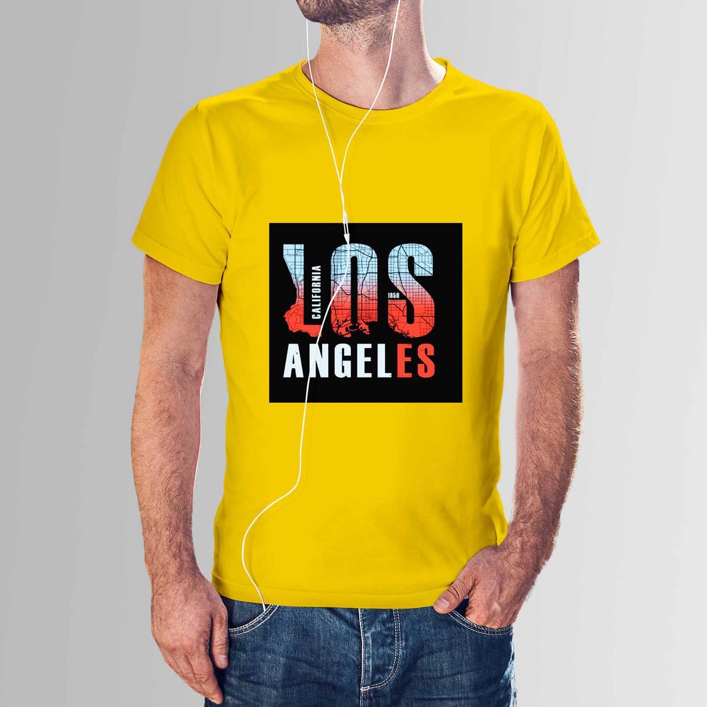 Talk By Fashion LOS ANGELES Yellow T-shirt for Men
