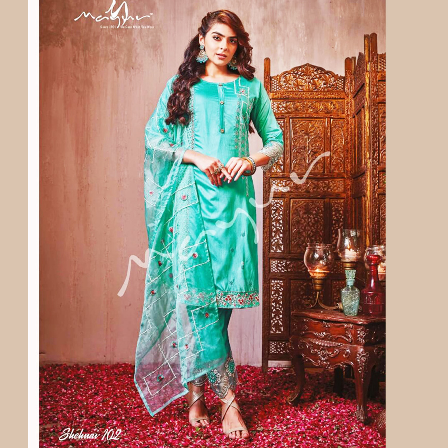 Talk By Fashion Women Light Sky Blue Color Silk Kurta Pants with Dupatta Set