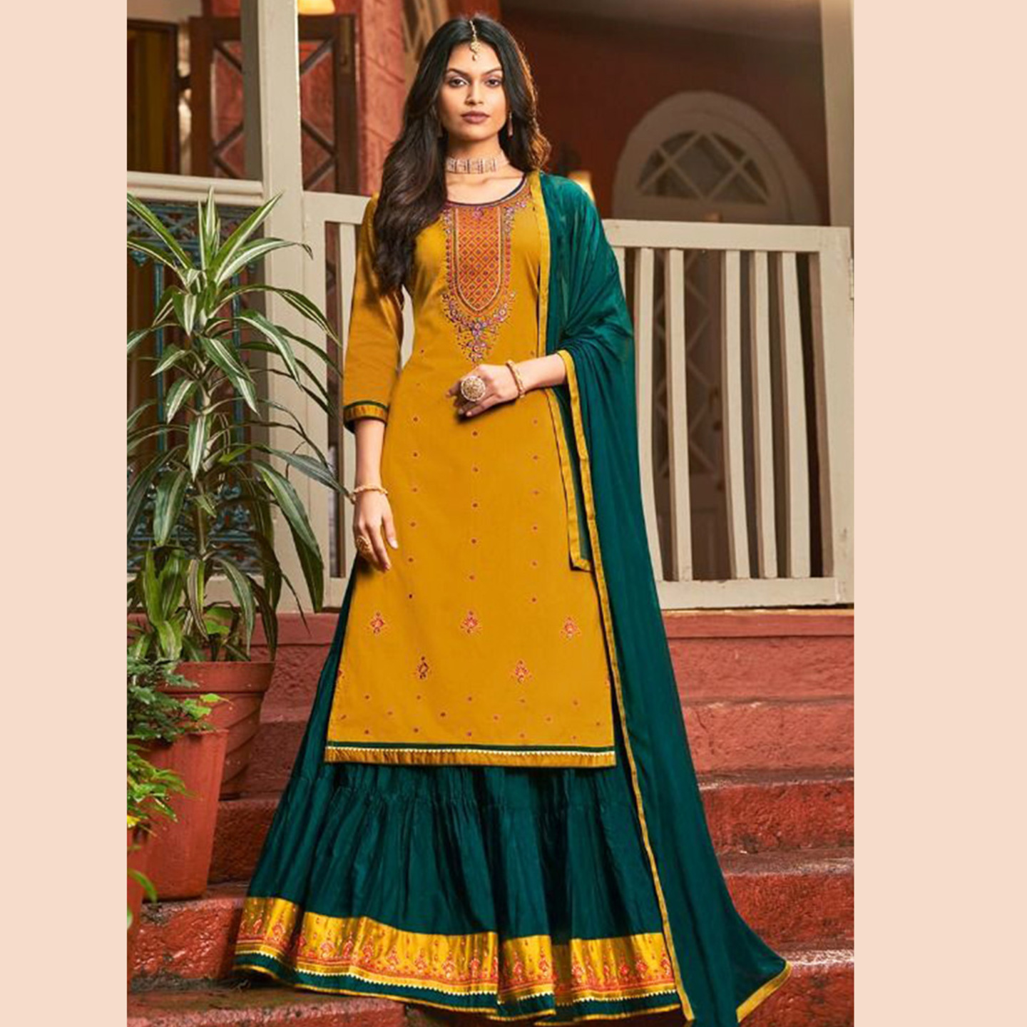 Talk By Fashion Women Embroidered Kurta with Skirt and Dupatta Set
