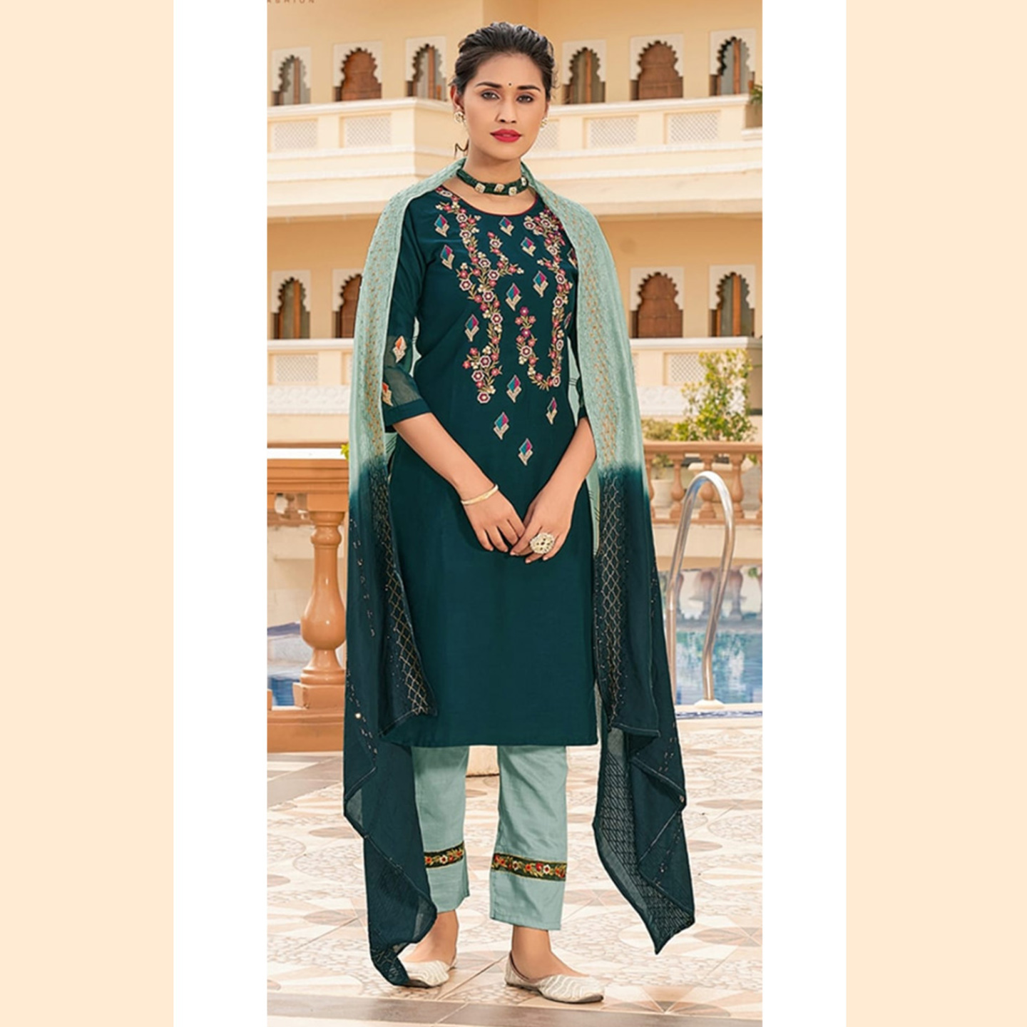Talk By Fashion Women Soft Silk Embroidered Kurta with Pants & Dupatta