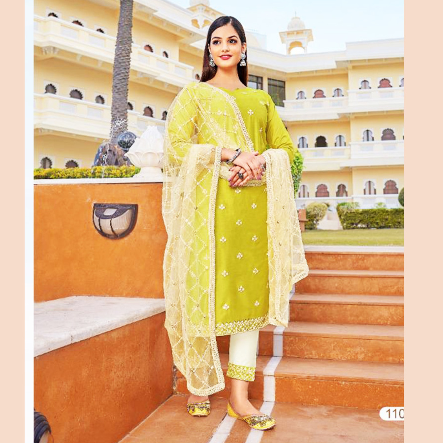 Talk By Fashion Women Chanderi Silk Embroidered Kurta with Pants & Dupatta