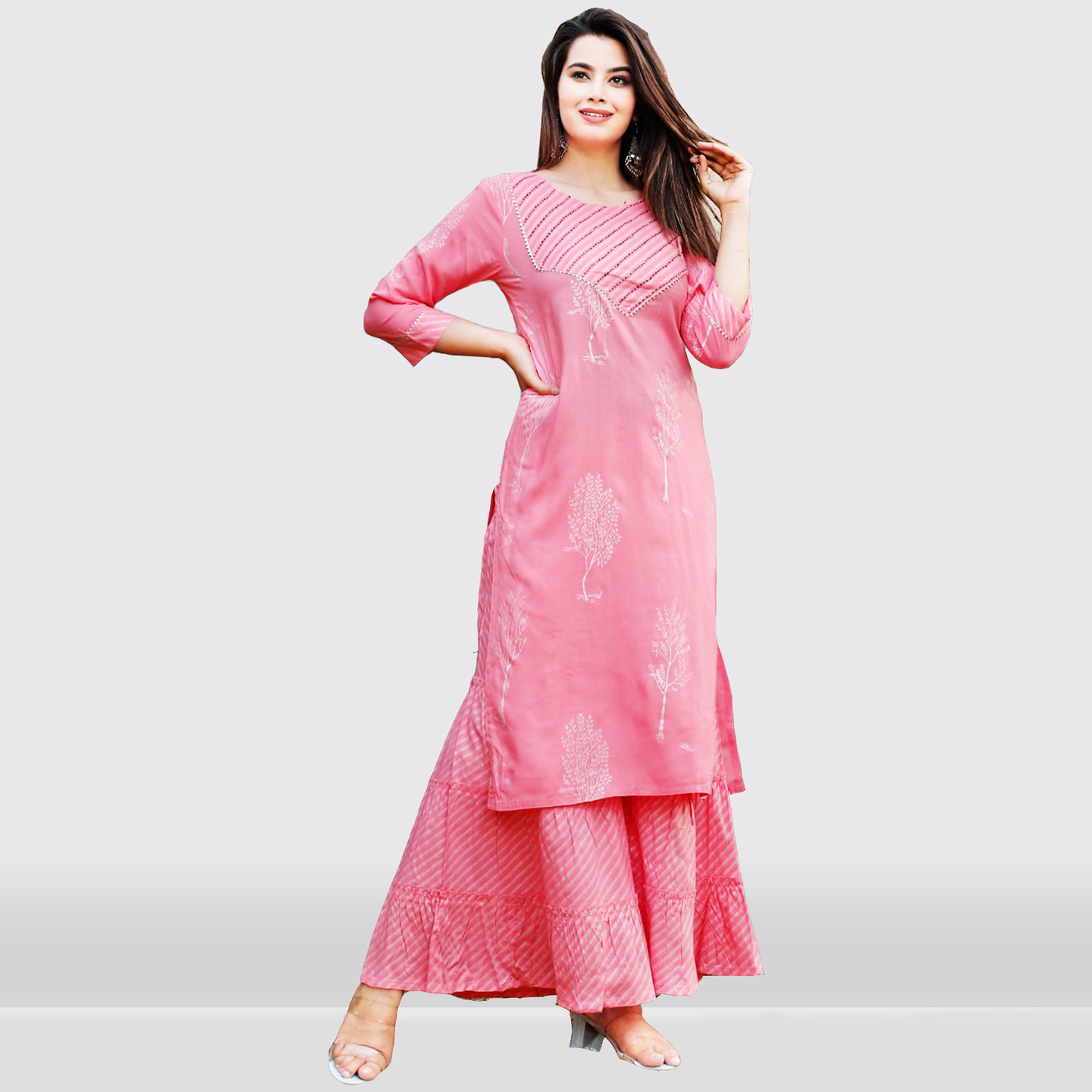 Talk By Fashion Women Gota Handwork Kurti with Printed Sharara