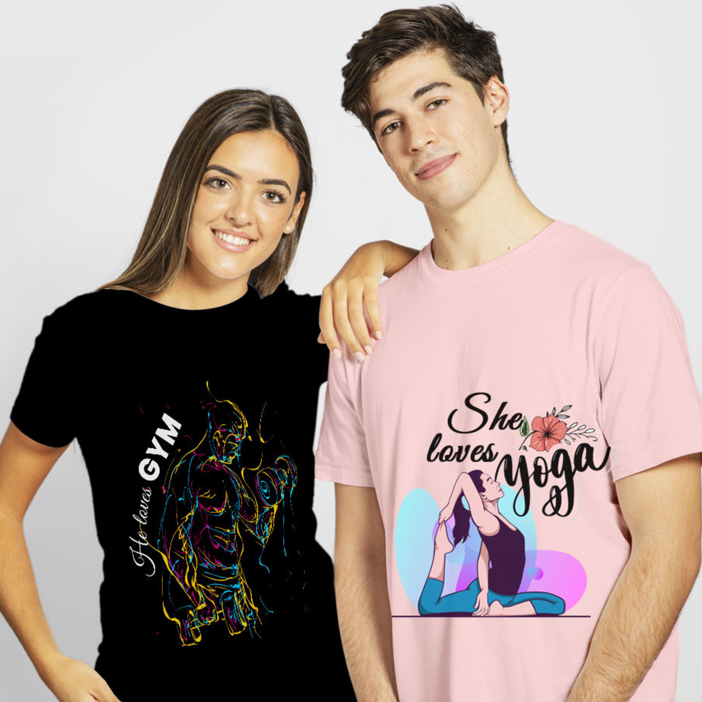 Talk By Fashion Workout Couple T shirt Black n Pink