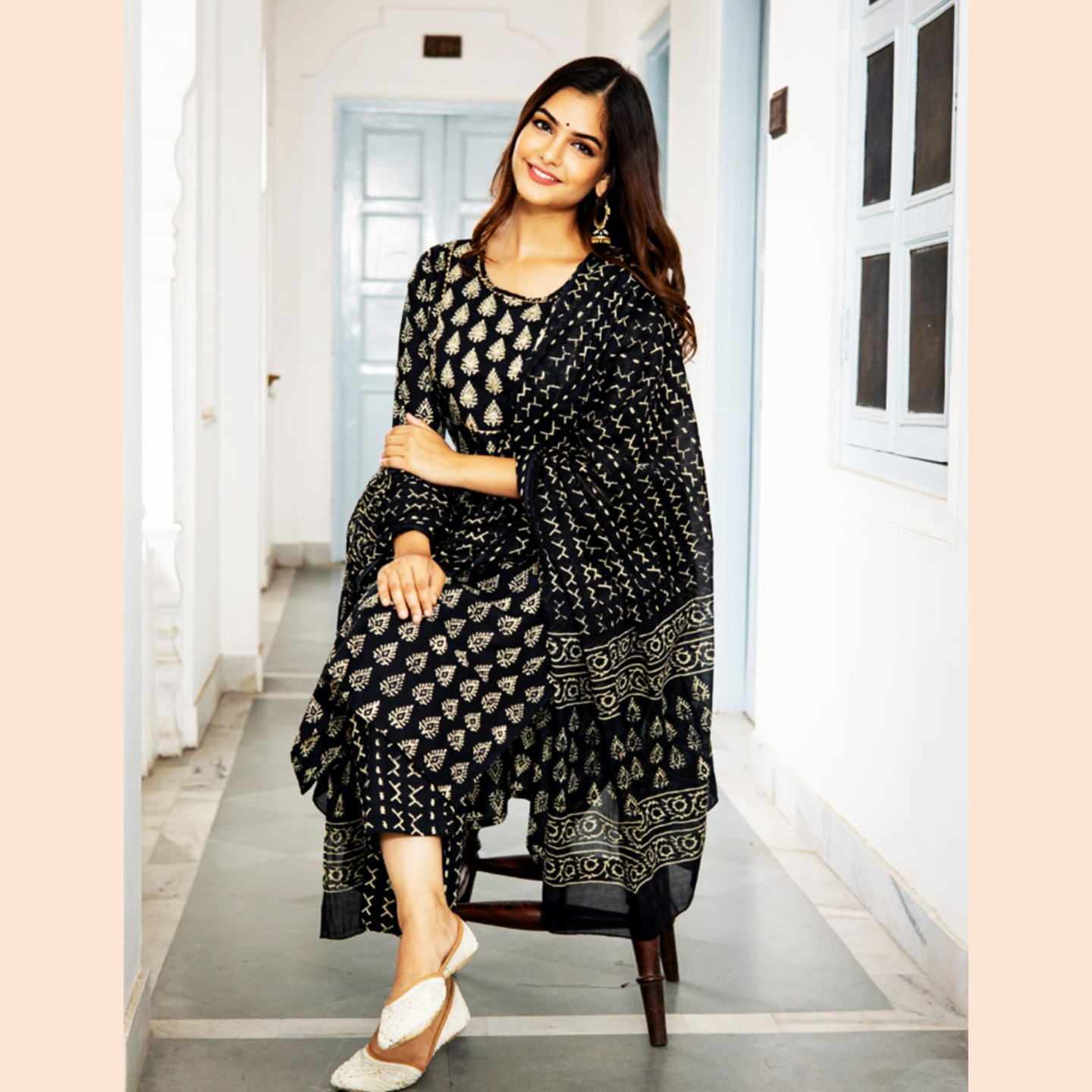 Talk By Fashion Women Cotton Embroidered Kurta with Pants & Dupatta
