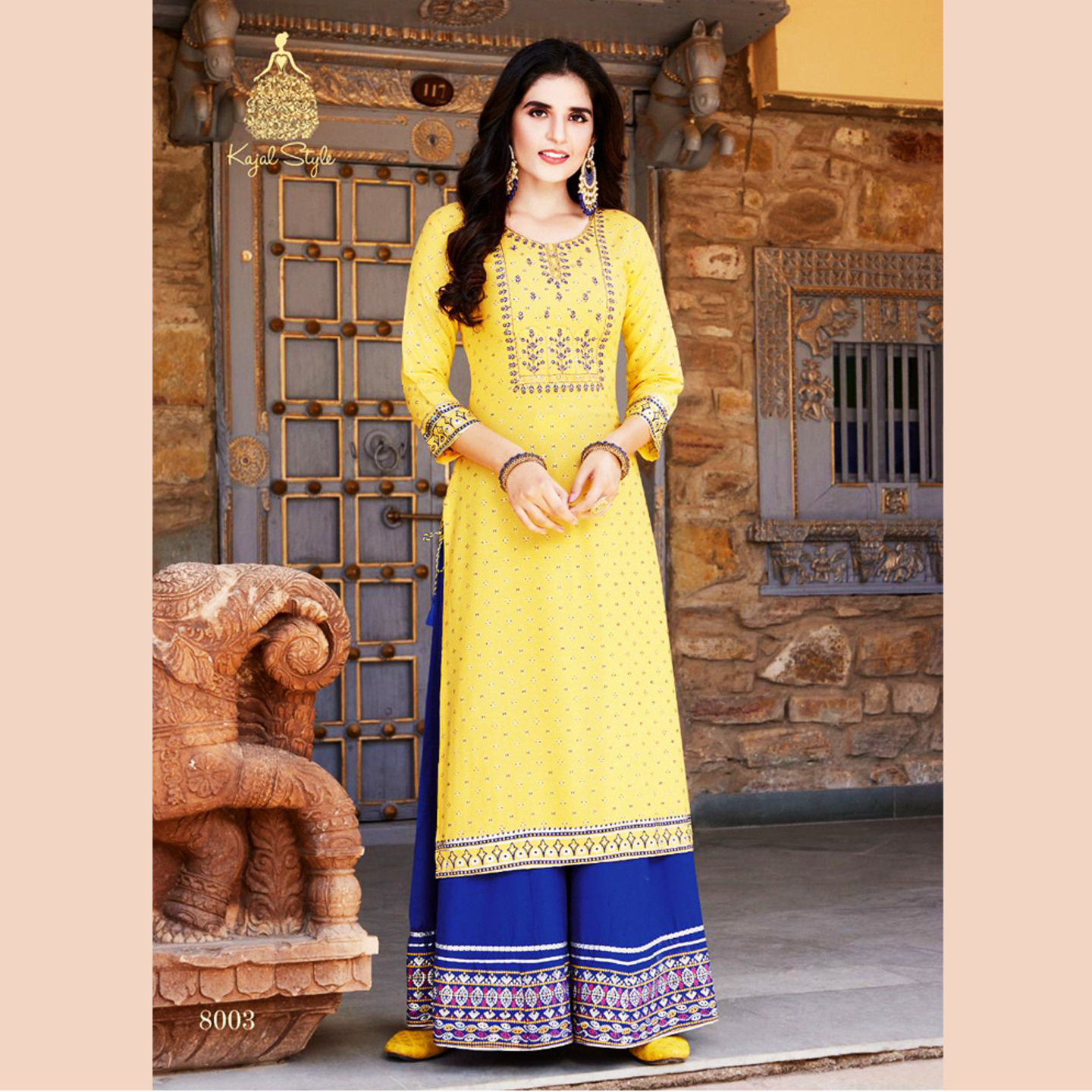 Talk By Fashion Women Fancy Embroidered Long Kurti with Palazzo Set