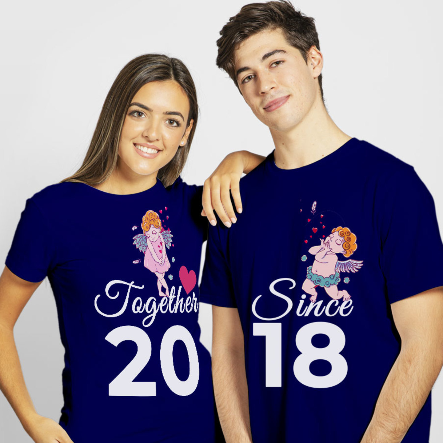 Talk By Fashion Together Since 2018 Couple T shirt Blue