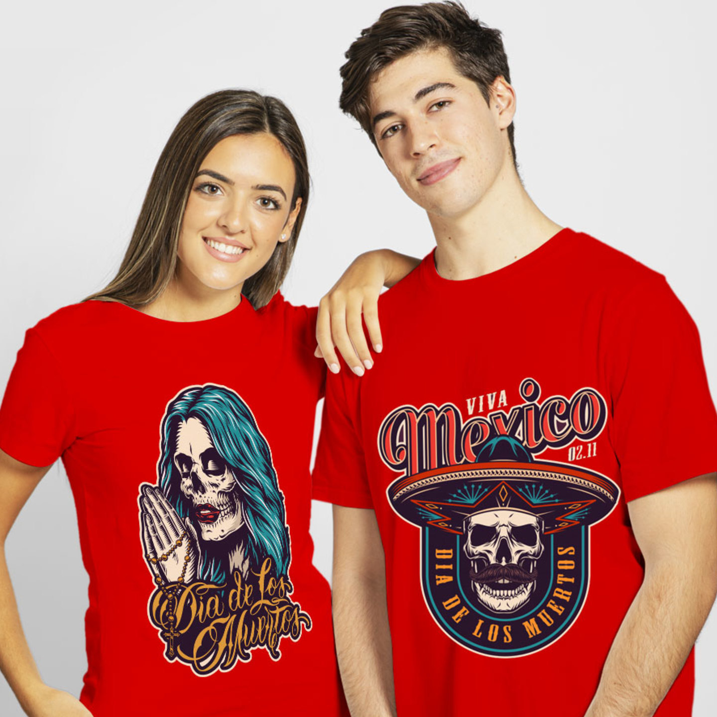 Talk By Fashion Mexican Celebration Style Couple T shirt Red