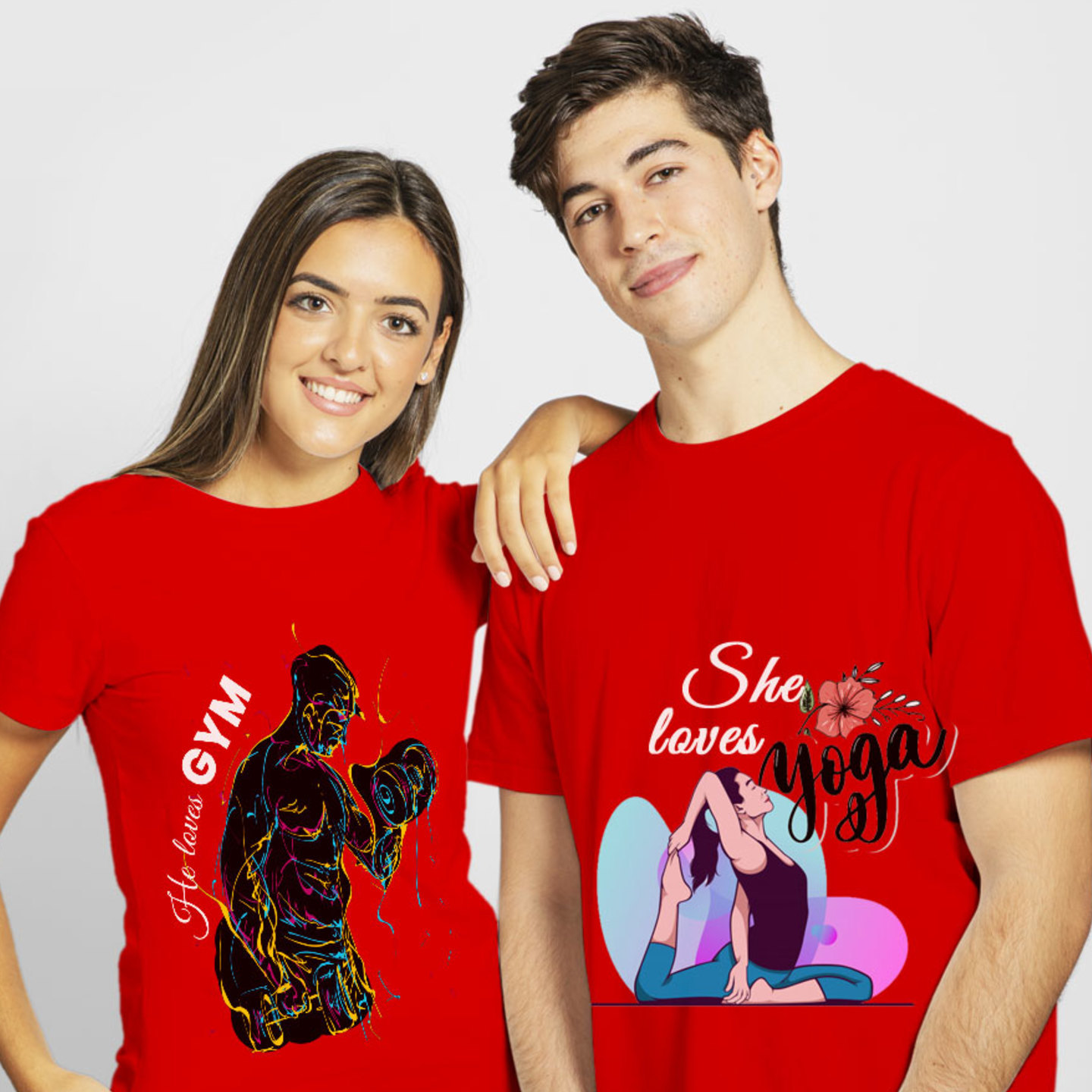 Talk By Fashion Workout Passion Couple T shirt Red
