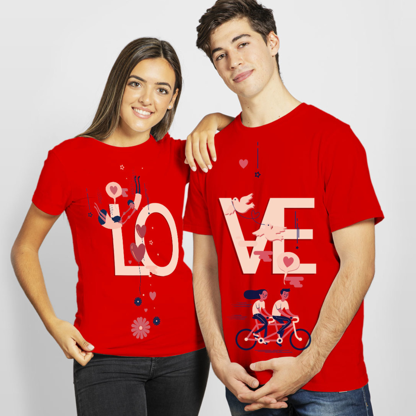 Talk By Fashion LOVE FUN Couple T shirt Black