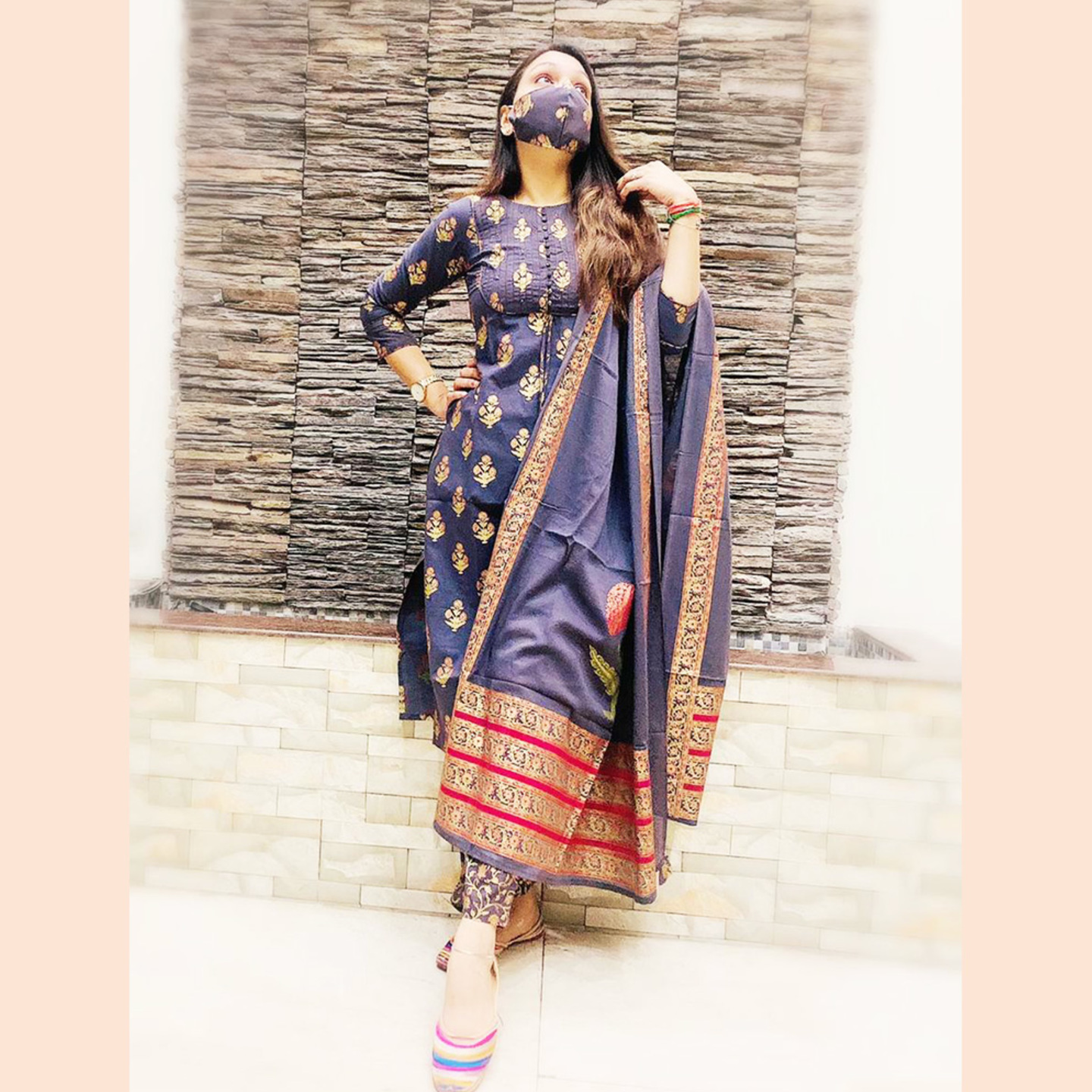 Talk By Fashion Women Cotton Printed Kurta with Pants & Dupatta