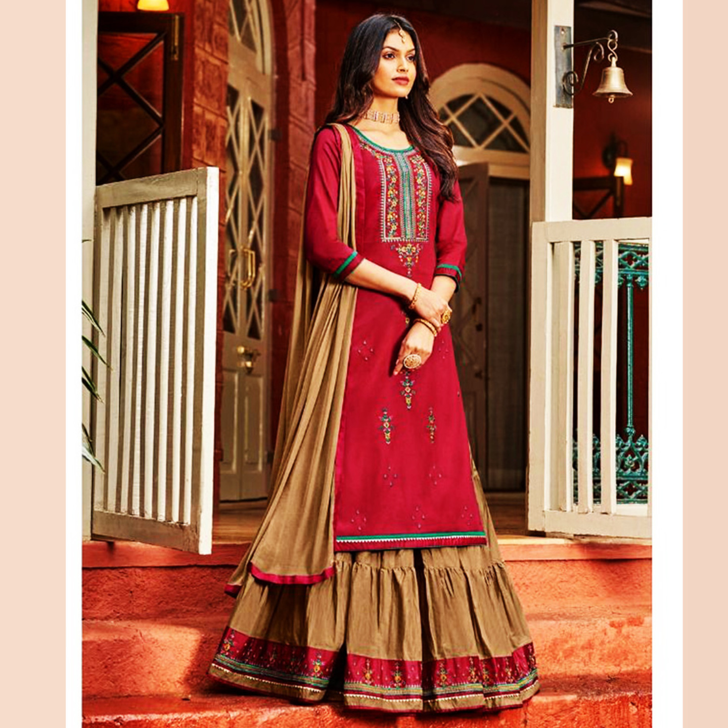 Talk By Fashion Women Embroidered Kurta with Skirt and Dupatta Set