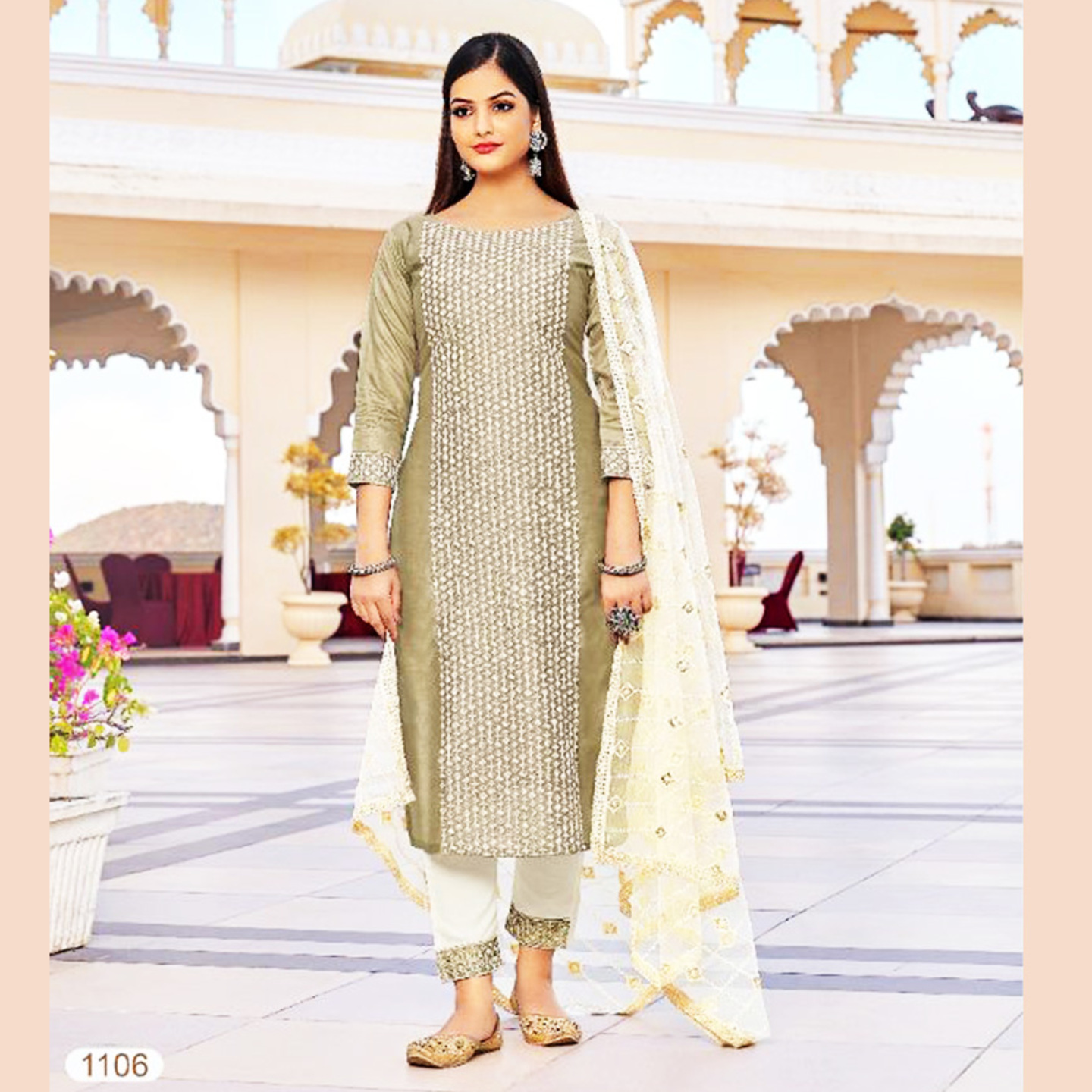 Talk By Fashion Women Chanderi Silk Embroidered Kurta with Pants & Dupatta