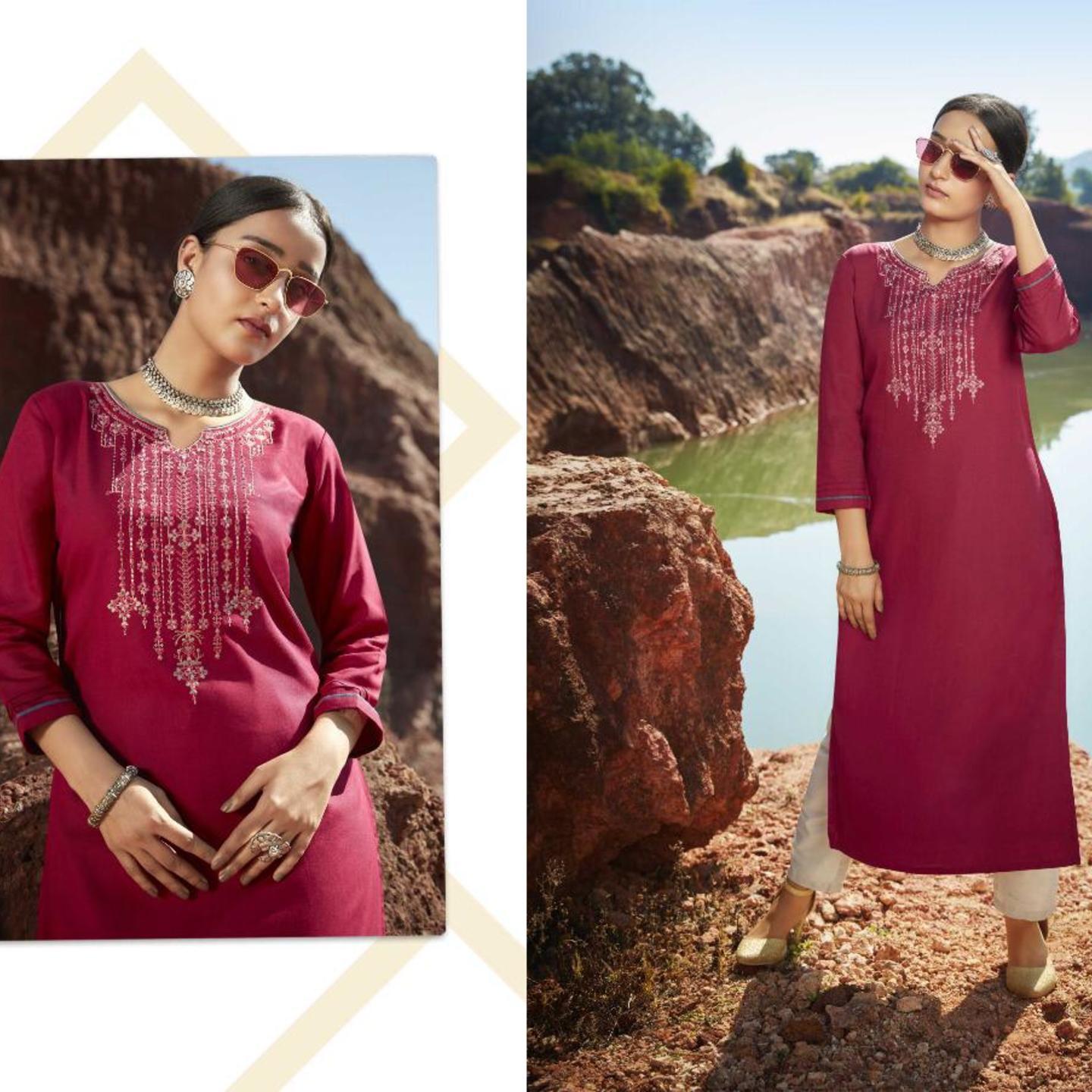 Talk By Fashion Women Seamless Embroidered Heavy Long Kurti 