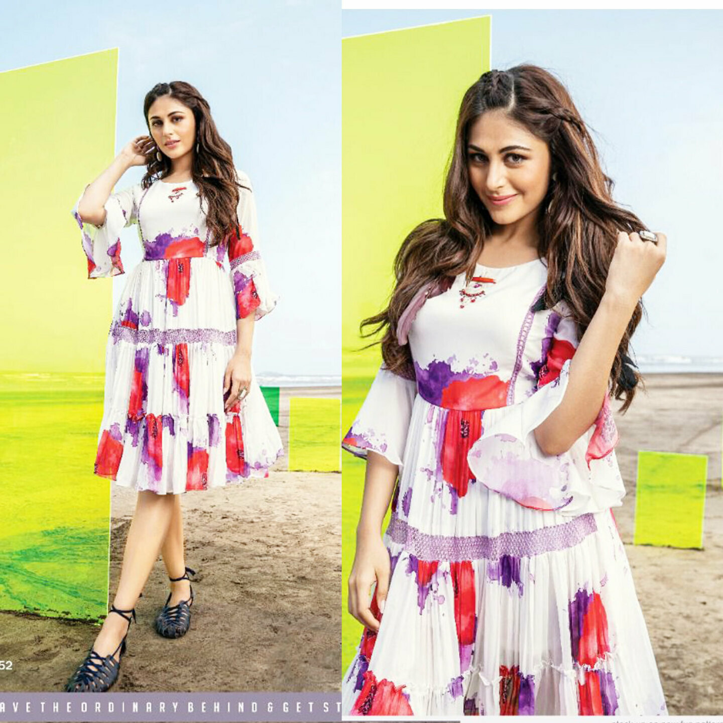 Liva Fashion Women Printed Short Dress White Multicolor