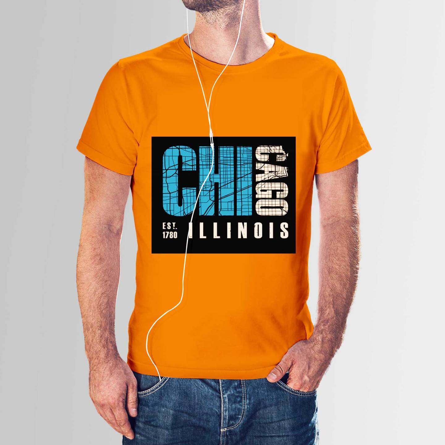 Talk By Fashion Chicago Orange T-shirt for Men