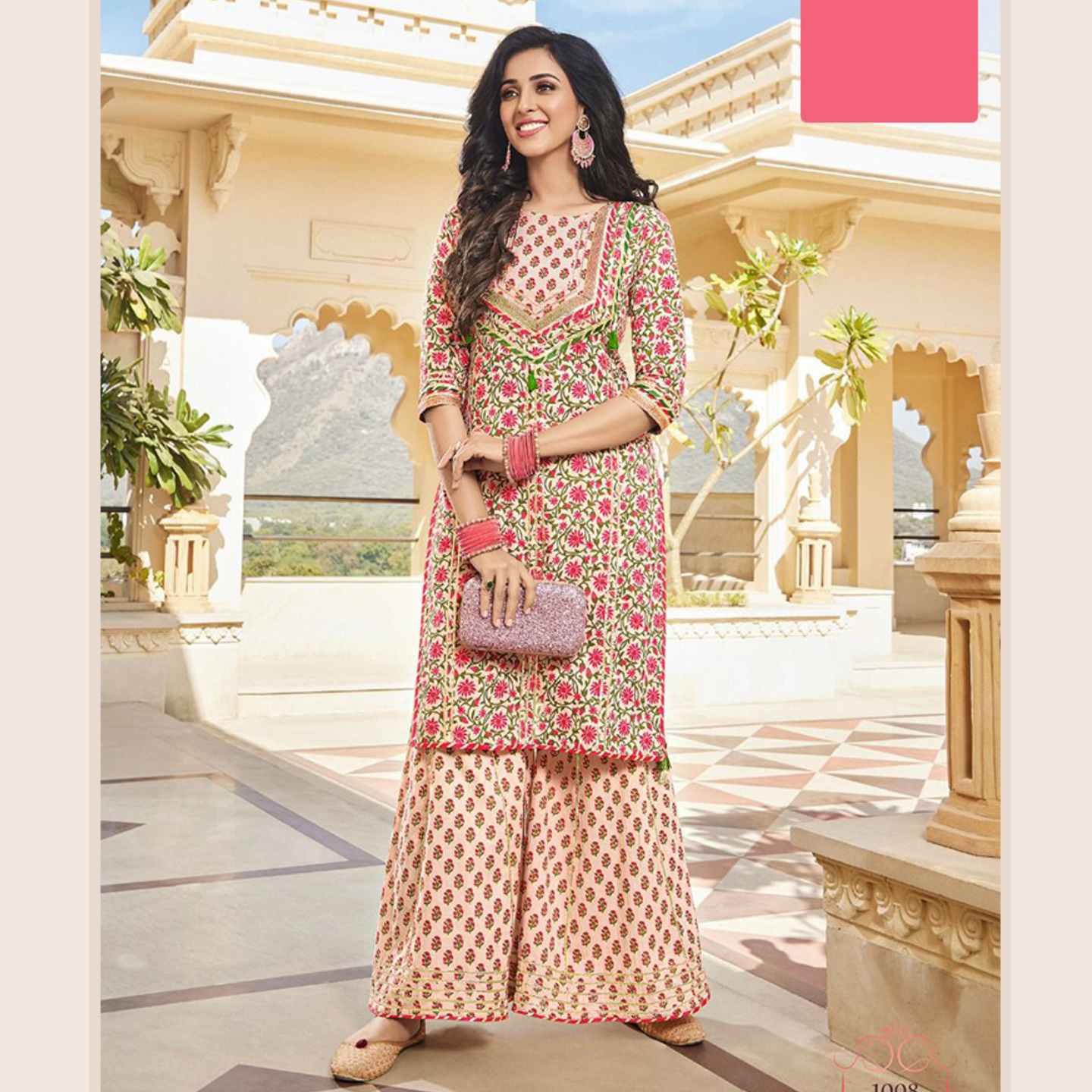 Liva Fashion Women Pure Cotton Sangneri Print Style Kurta and Sharara Set