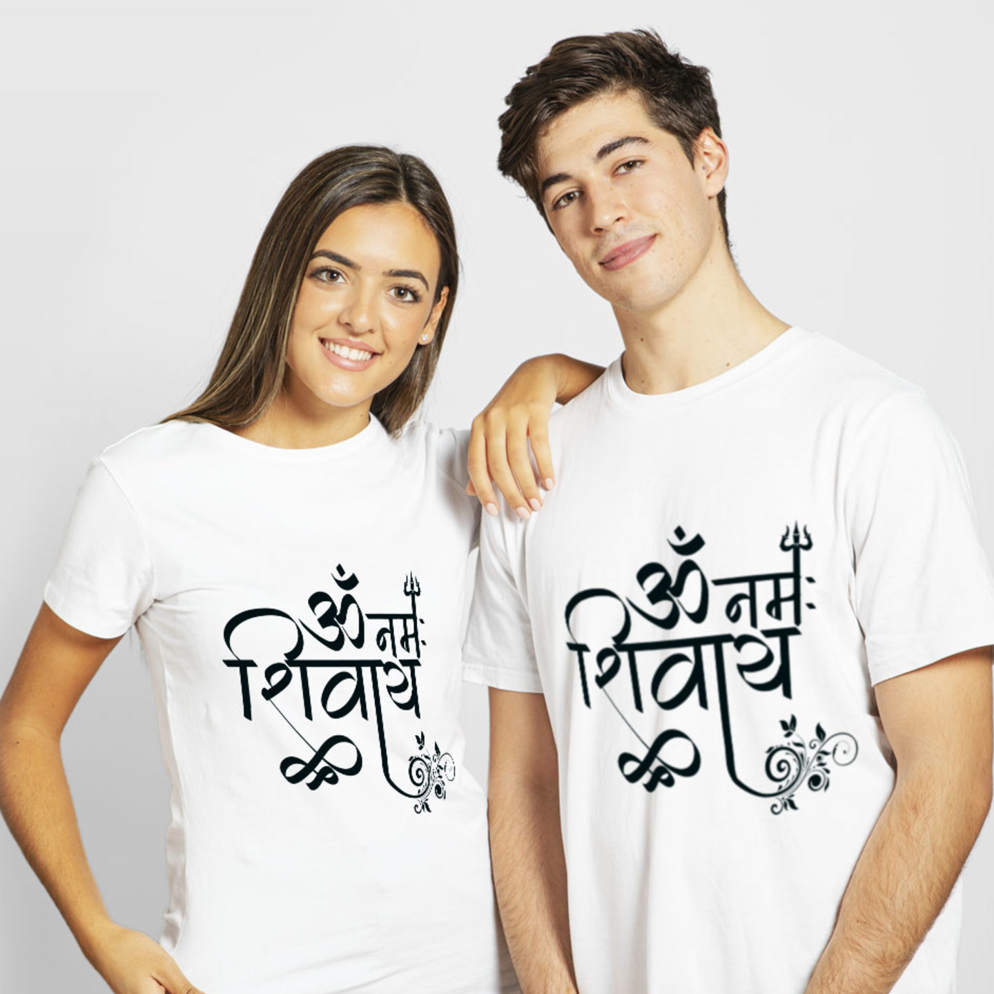 Talk By Fashion Om Namah Shivaye Spiritual Couple T shirt White
