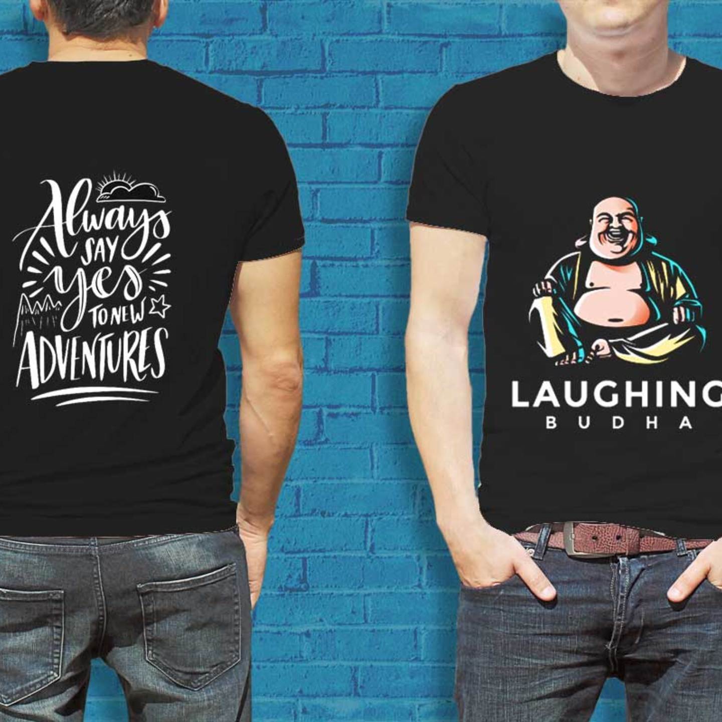 Talk By Fashion Laughing Buddha designer T-shirt for Men Black