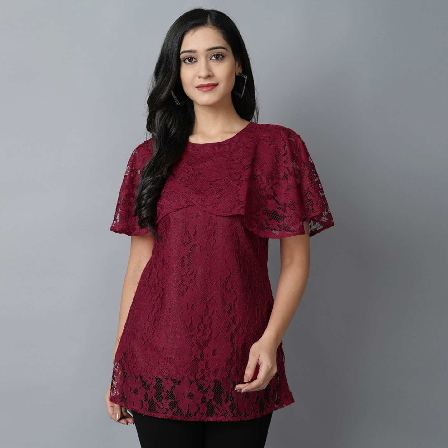 Talk By Fashion Stylish Fancy Top Wine