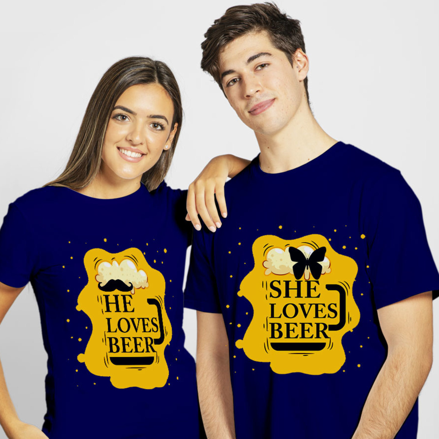 Talk By Fashion Loves Beer Couple T shirt Black