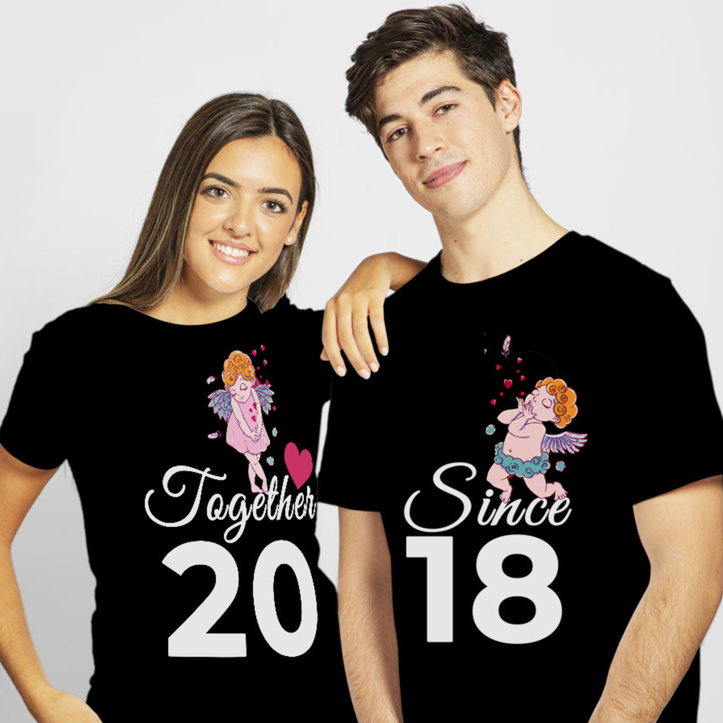 Talk By Fashion Together Since 2018 Couple T shirt Black