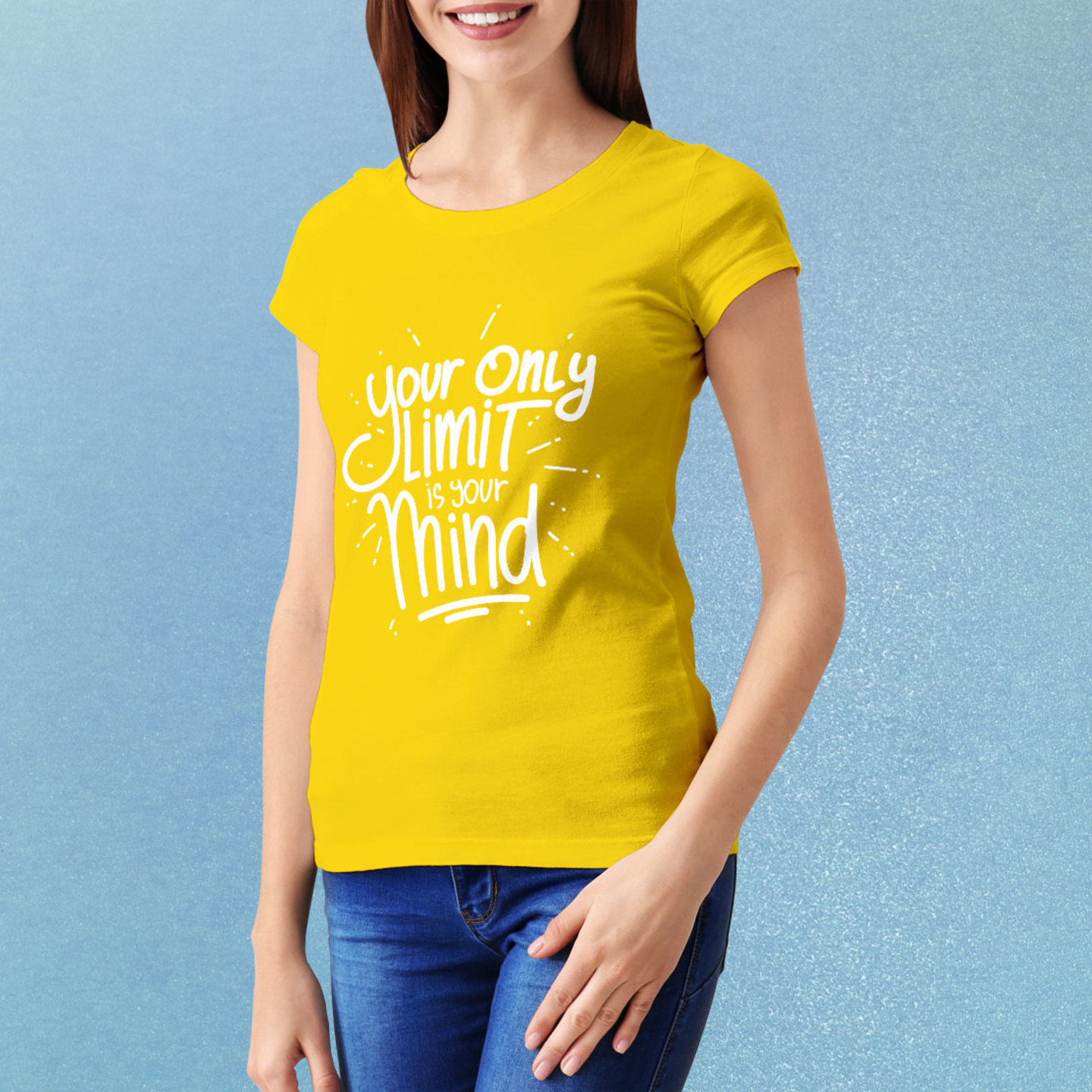 Talk By Fashion Your Only Limit Yellow Typographic Women t-shirt