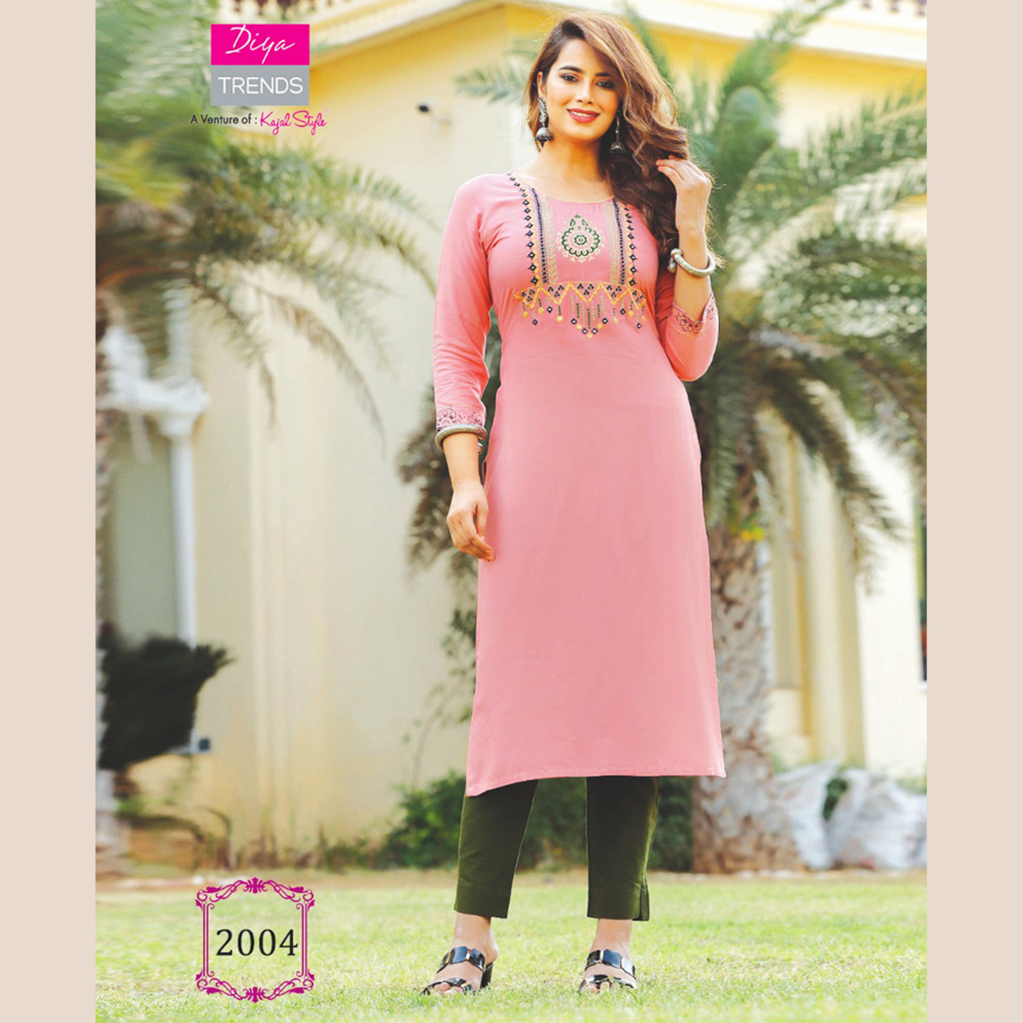 Liva Fashion Women Baby Pink Color Embroidered A-line Kurta