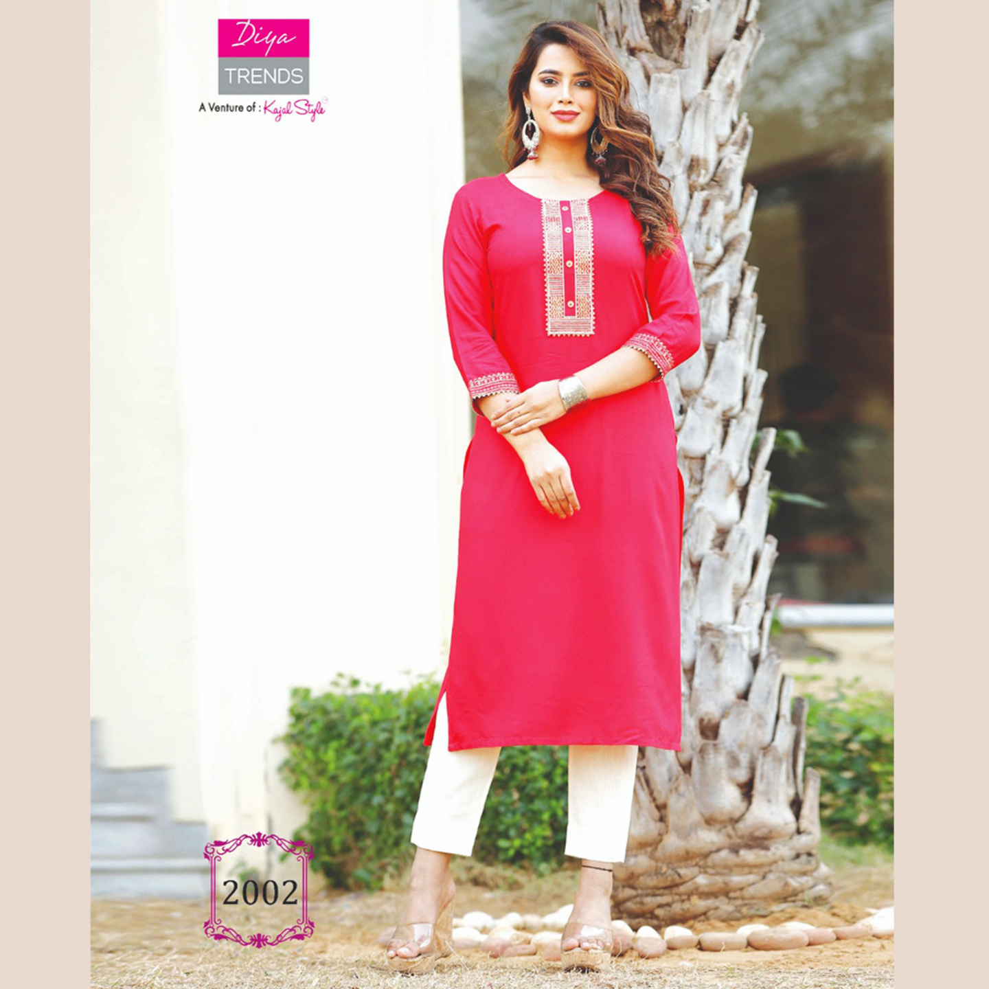 Liva Women Dark Pink Color Embroidered Straight Kurta