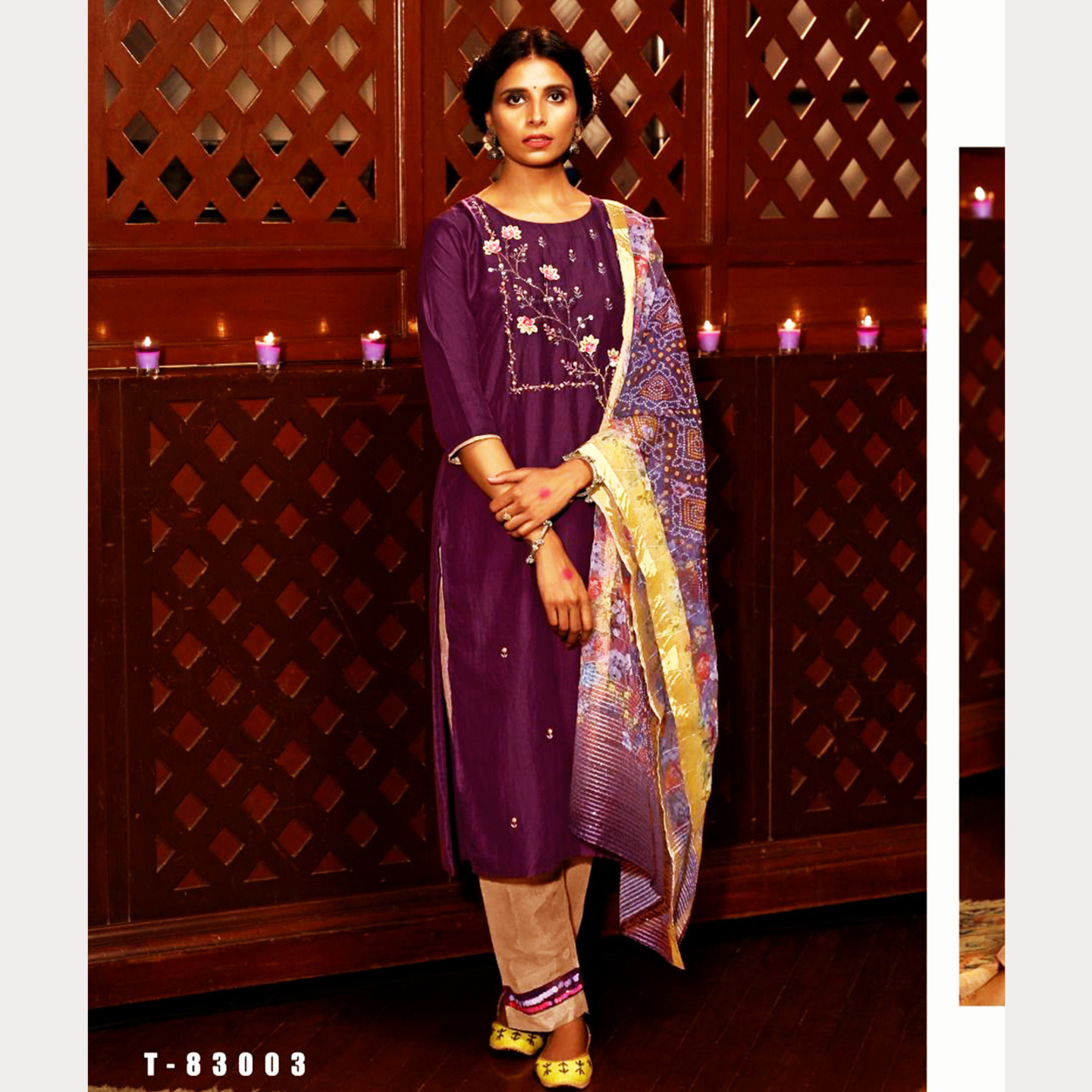 TALK BY FASHION Women Embroidered Kurta with Pants & Dupatta Dark Purple