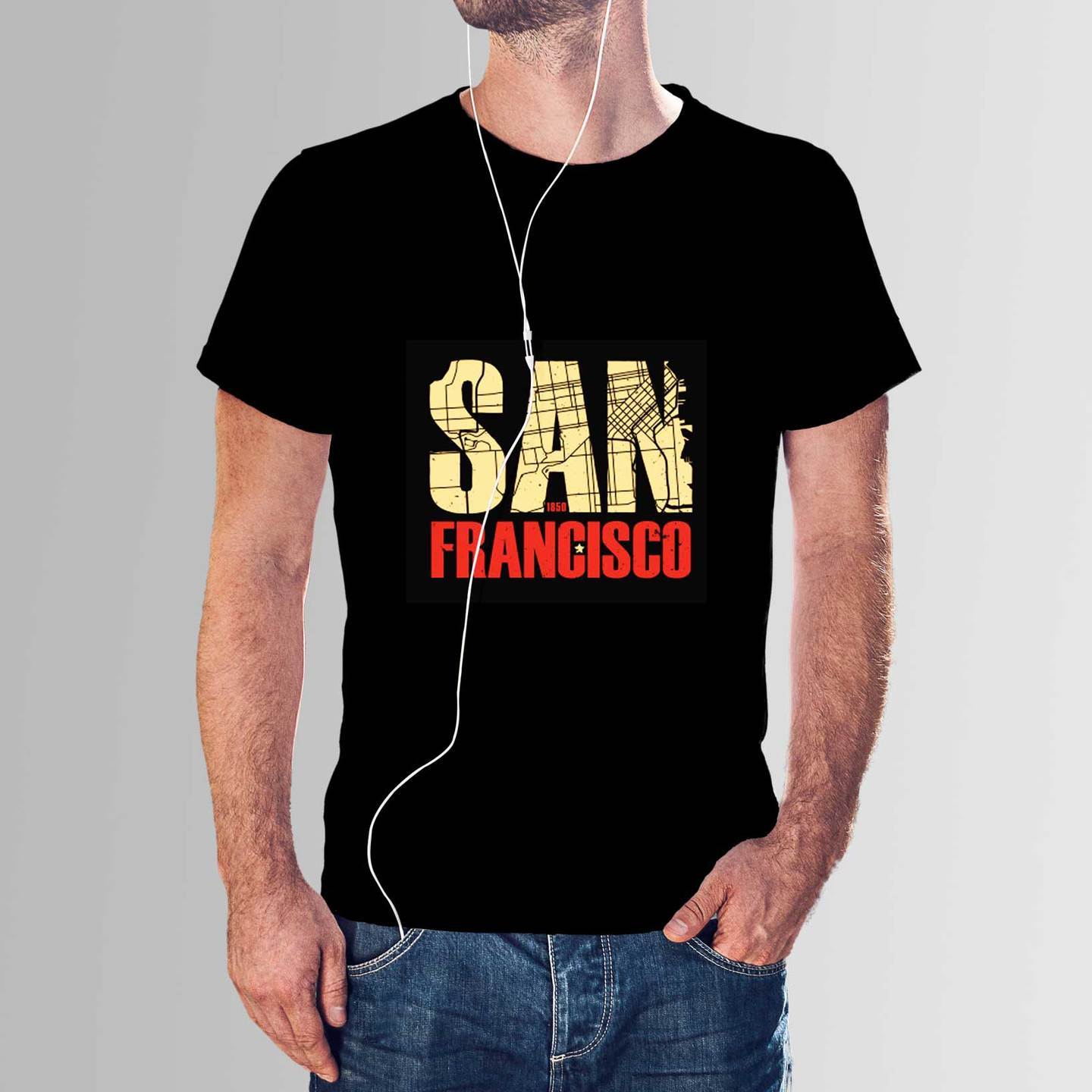 Talk By Fashion SAN FRANCISCO Black T-shirt for Men