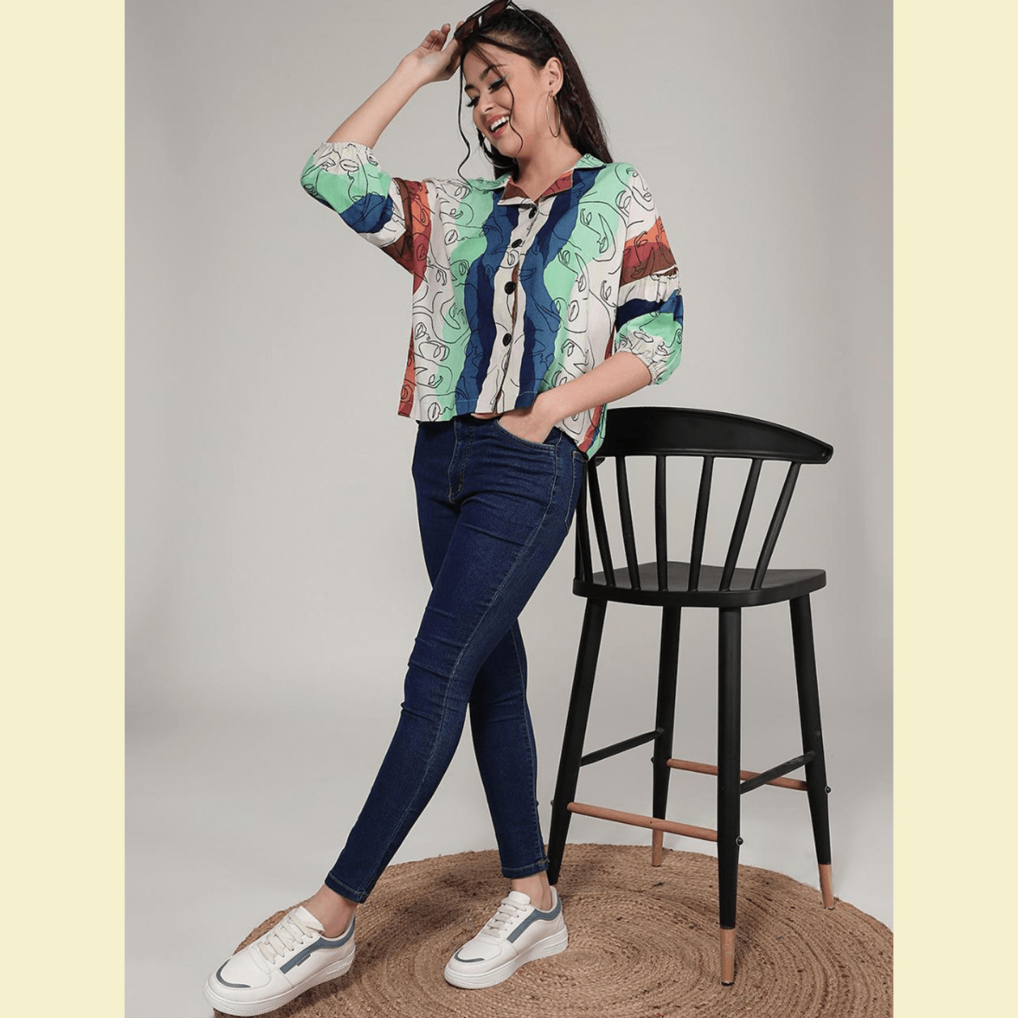 TALK BY Fashion Women Tiger Printed Crop Shirt Multicolor Black