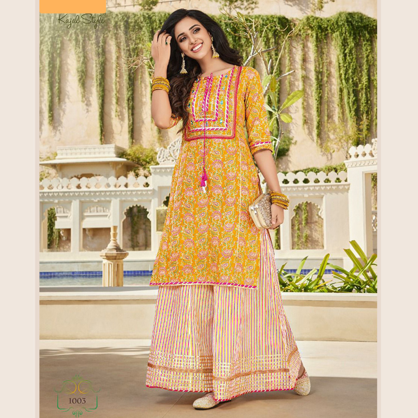 Liva Fashion Women Pure Cotton Sangneri Print Style Kurta and Palazzo Set