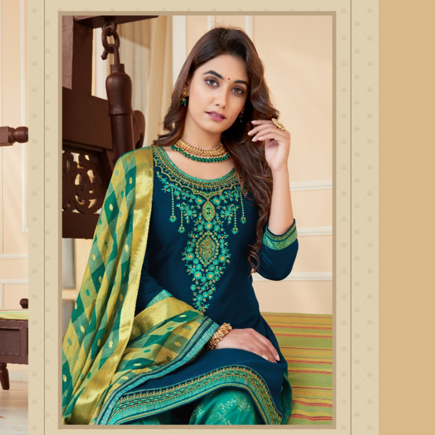 Talk By Fashion Women Party Wear Embroidered Patiyala Dress Material