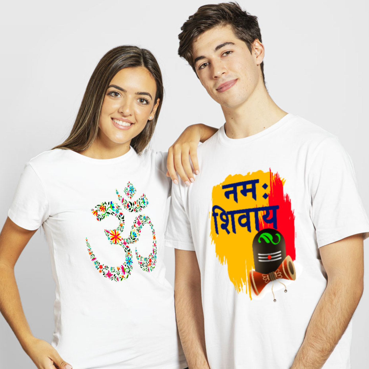 Talk By Fashion Om Spiritual Couple T shirt White