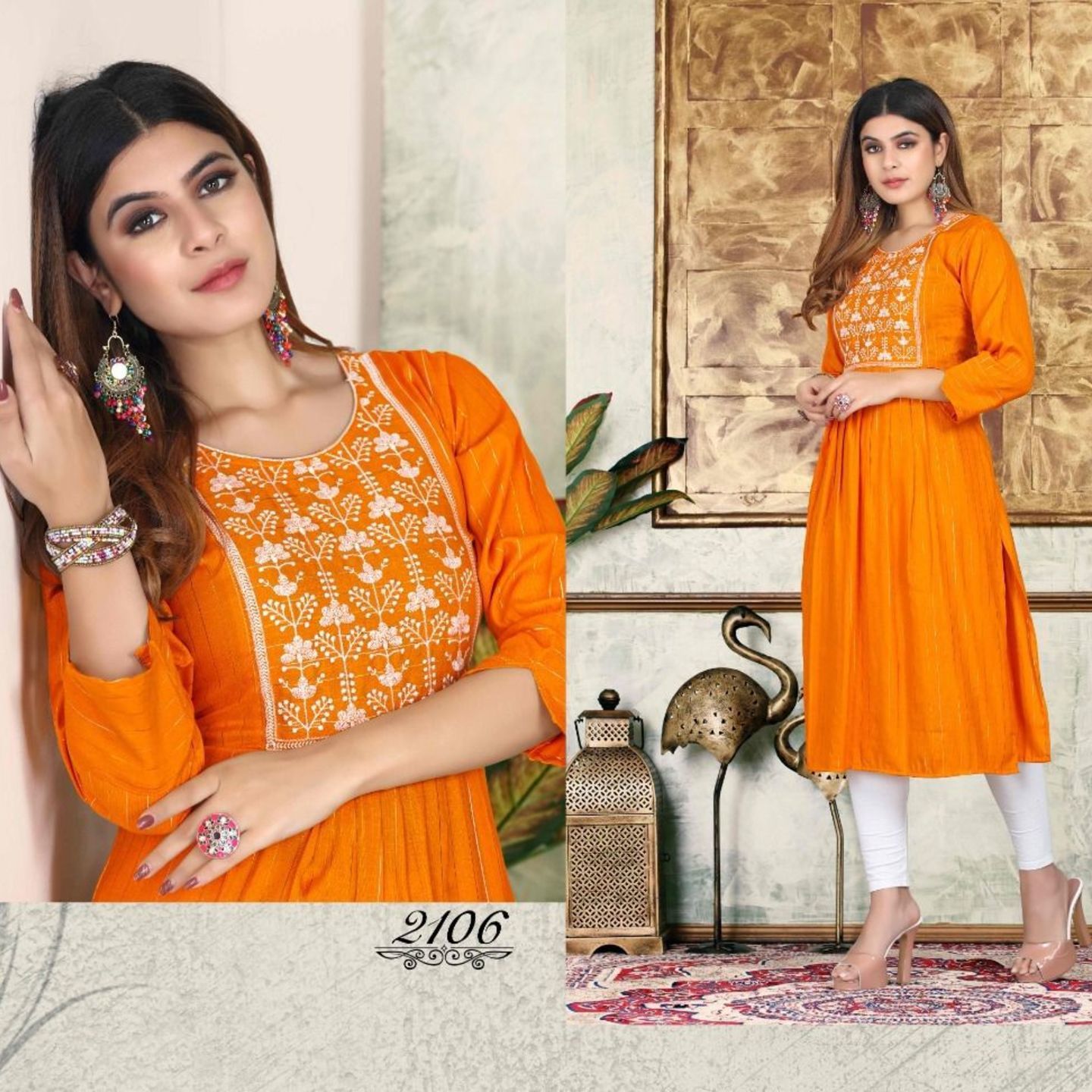 Talk By Fashion Women Cotton Lurex Yellow Straight Kurta