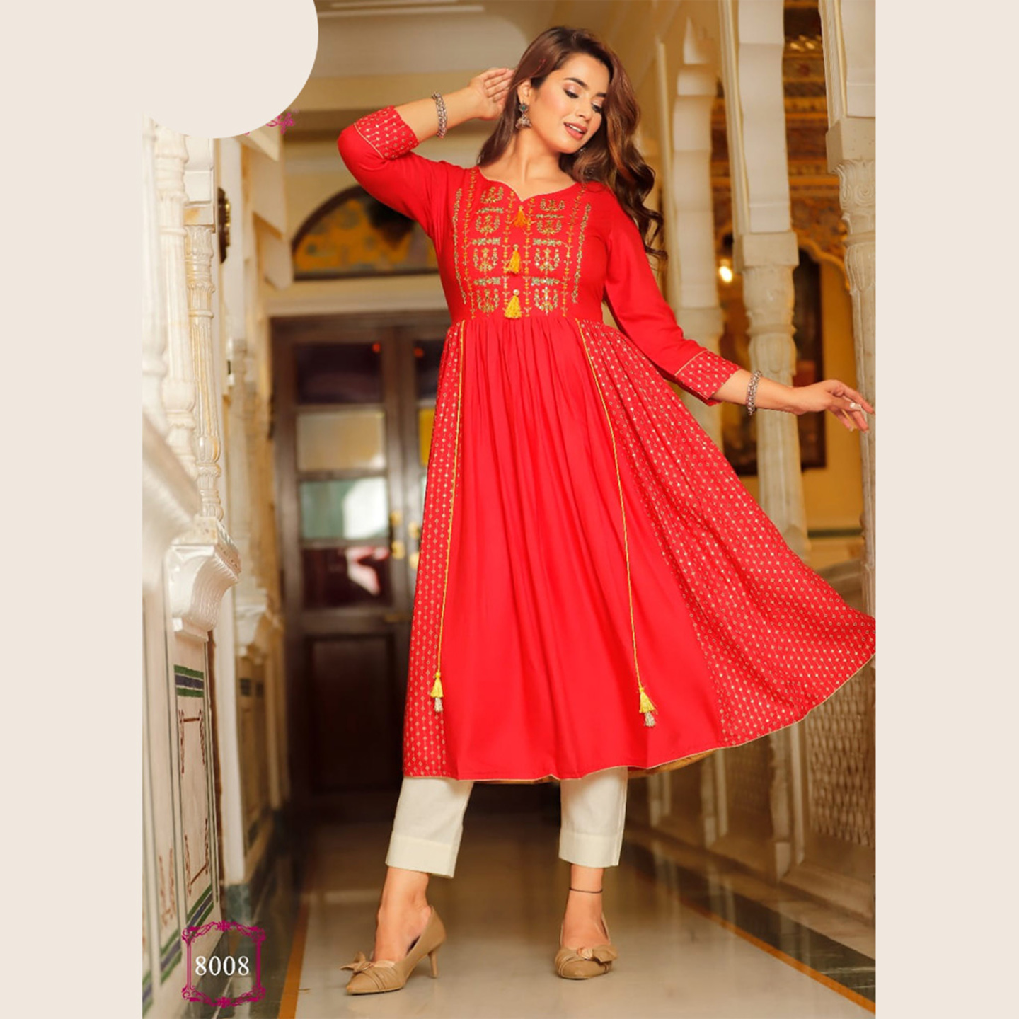 Liva Fashion Women Orange Color Printed Anarkali Kurti