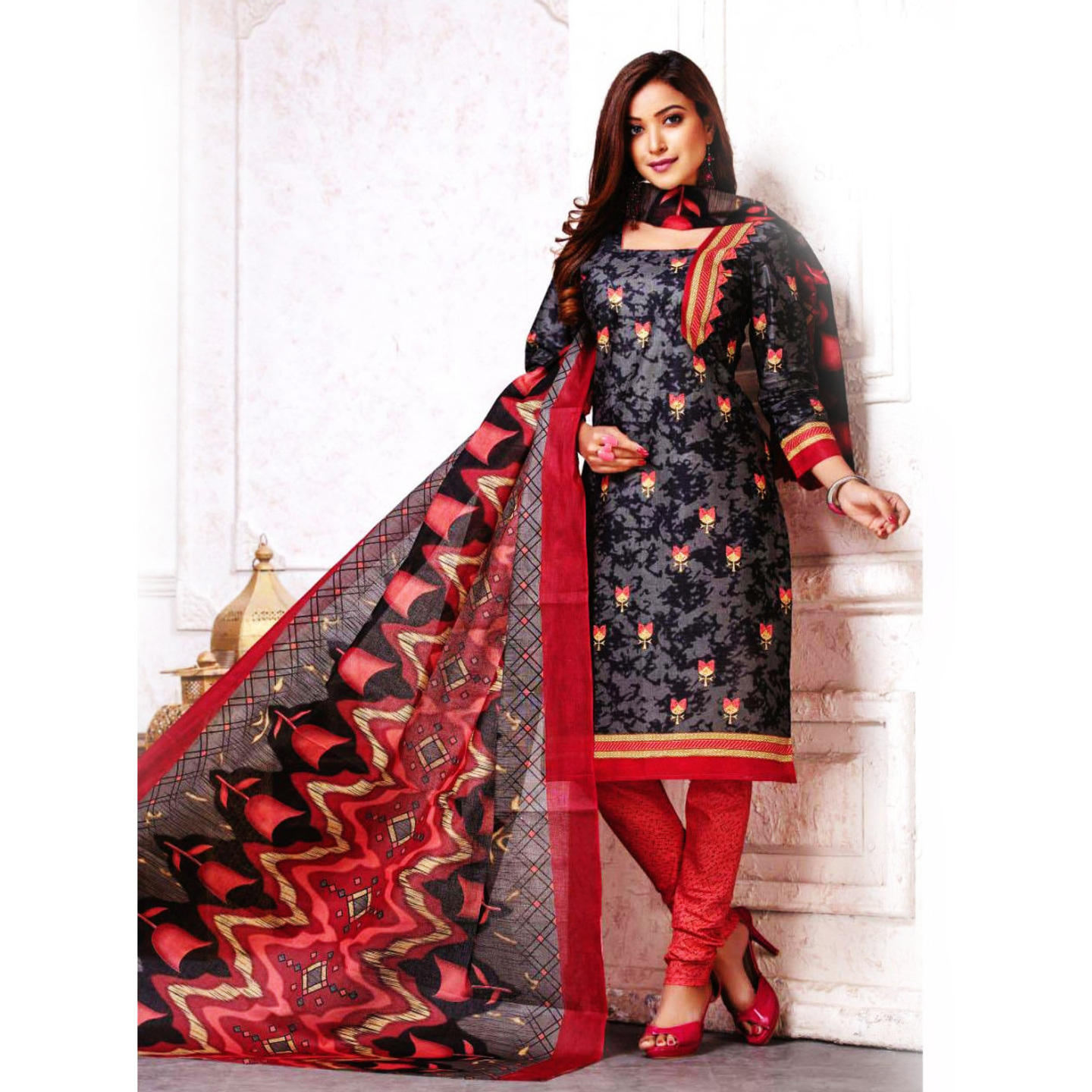 Talk By Fashion Women Cotton Soft Printed Dress Material Black