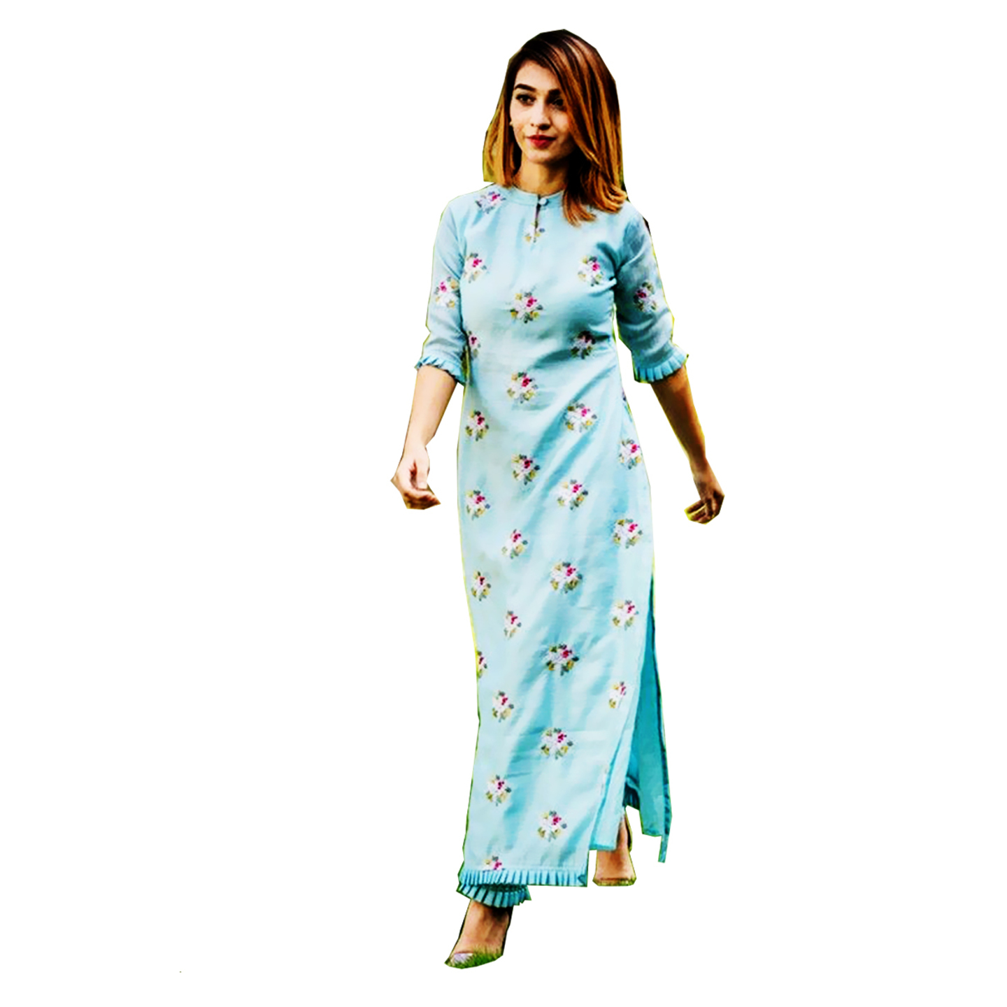 TBF Ethnic Dress Material Sky Blue