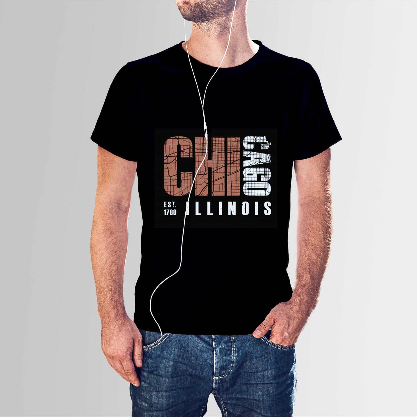 Talk By Fashion  Chicago Black T-shirt for Men