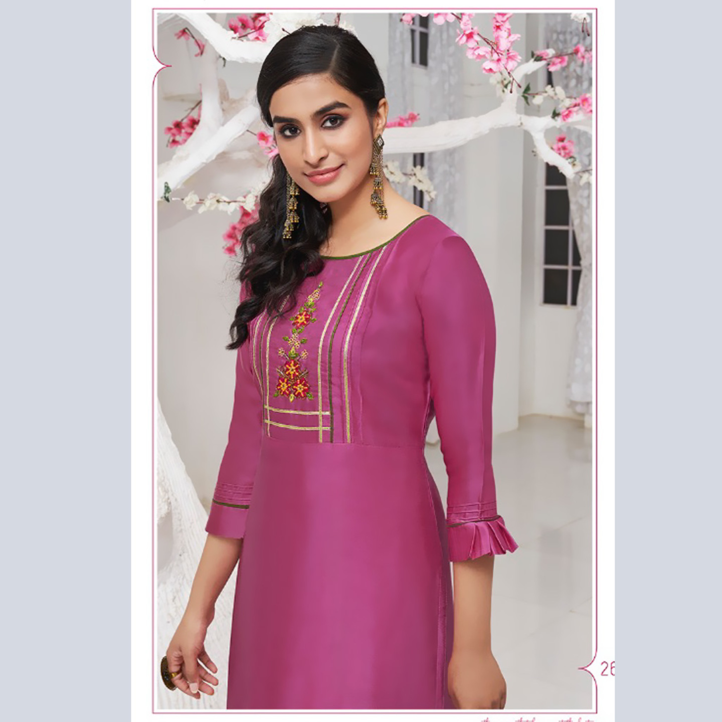 Talk By Fashion Women Heavy Silk Embroidered Kurti with Silk Palazzo Green