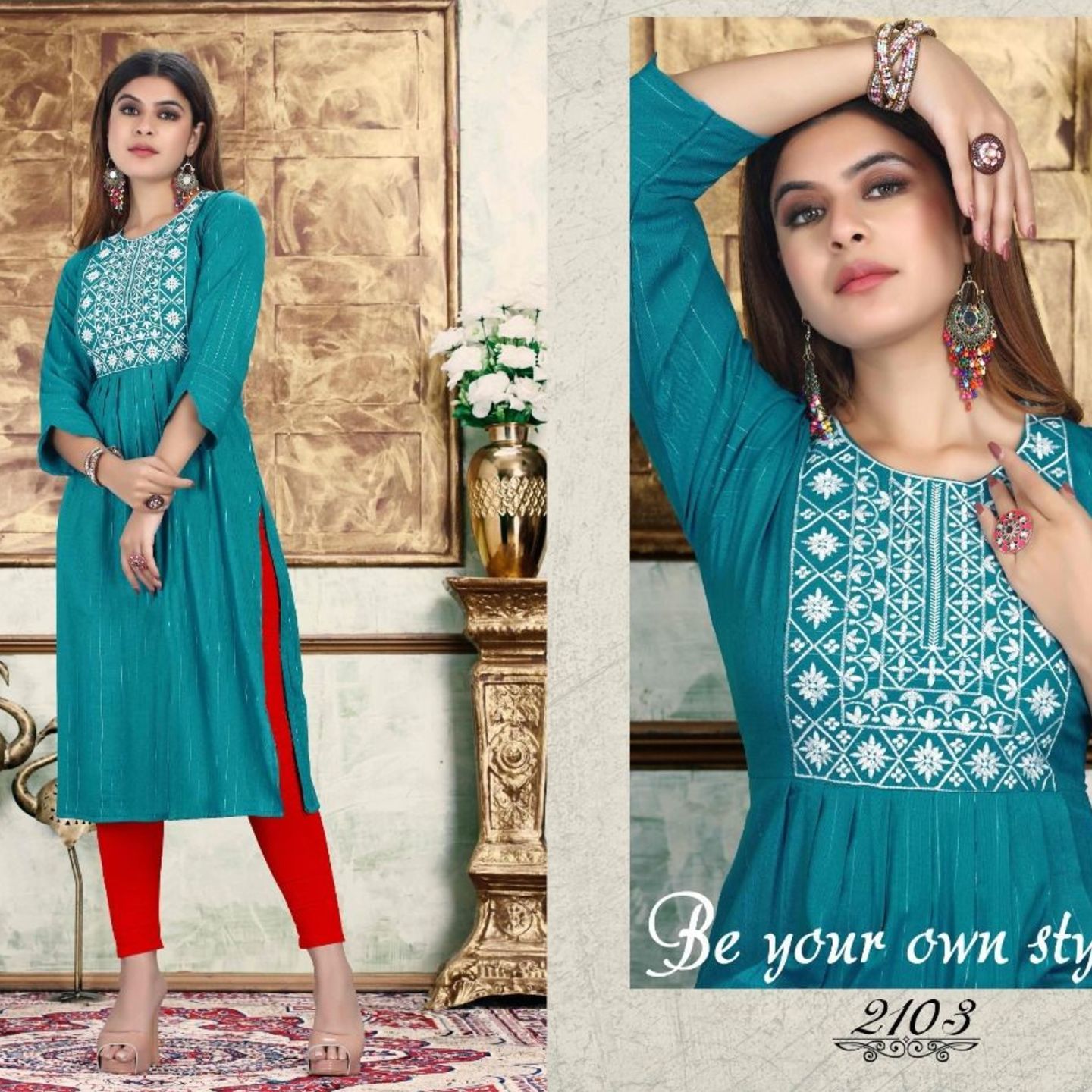 Talk By Fashion Women Cotton Lurex Black Straight Kurta