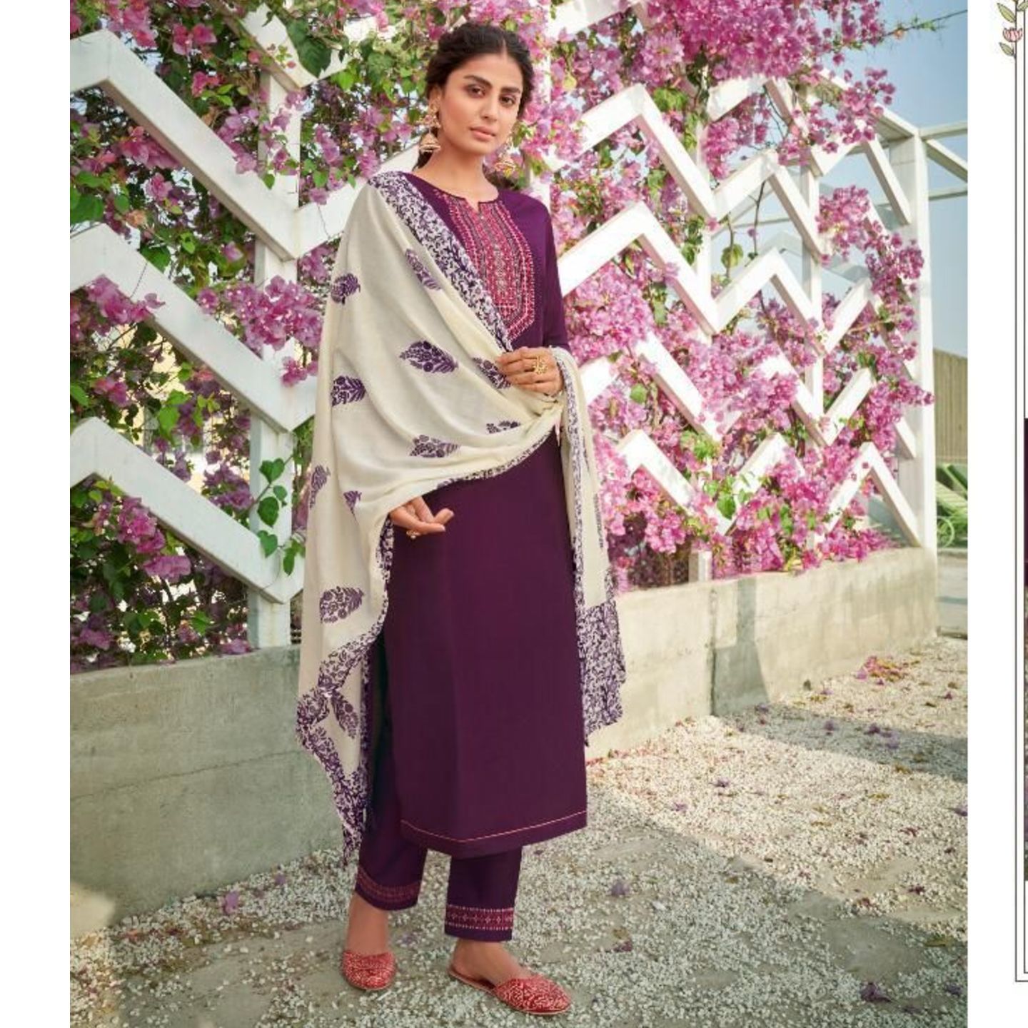 Talk By Fashion Women Chinon Silk Embroidered Kurta with Pants & Dupatta