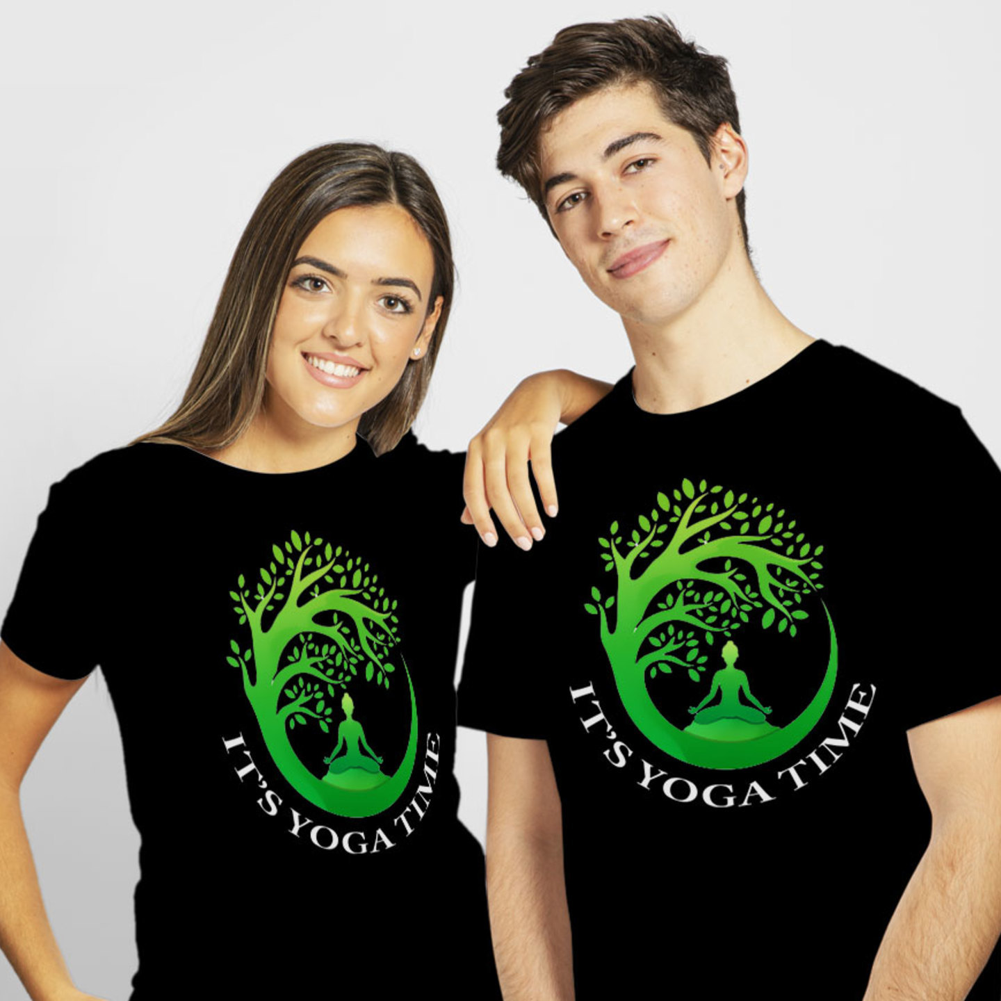 Talk By Fashion Morning Yoga Time Couple T shirt Black