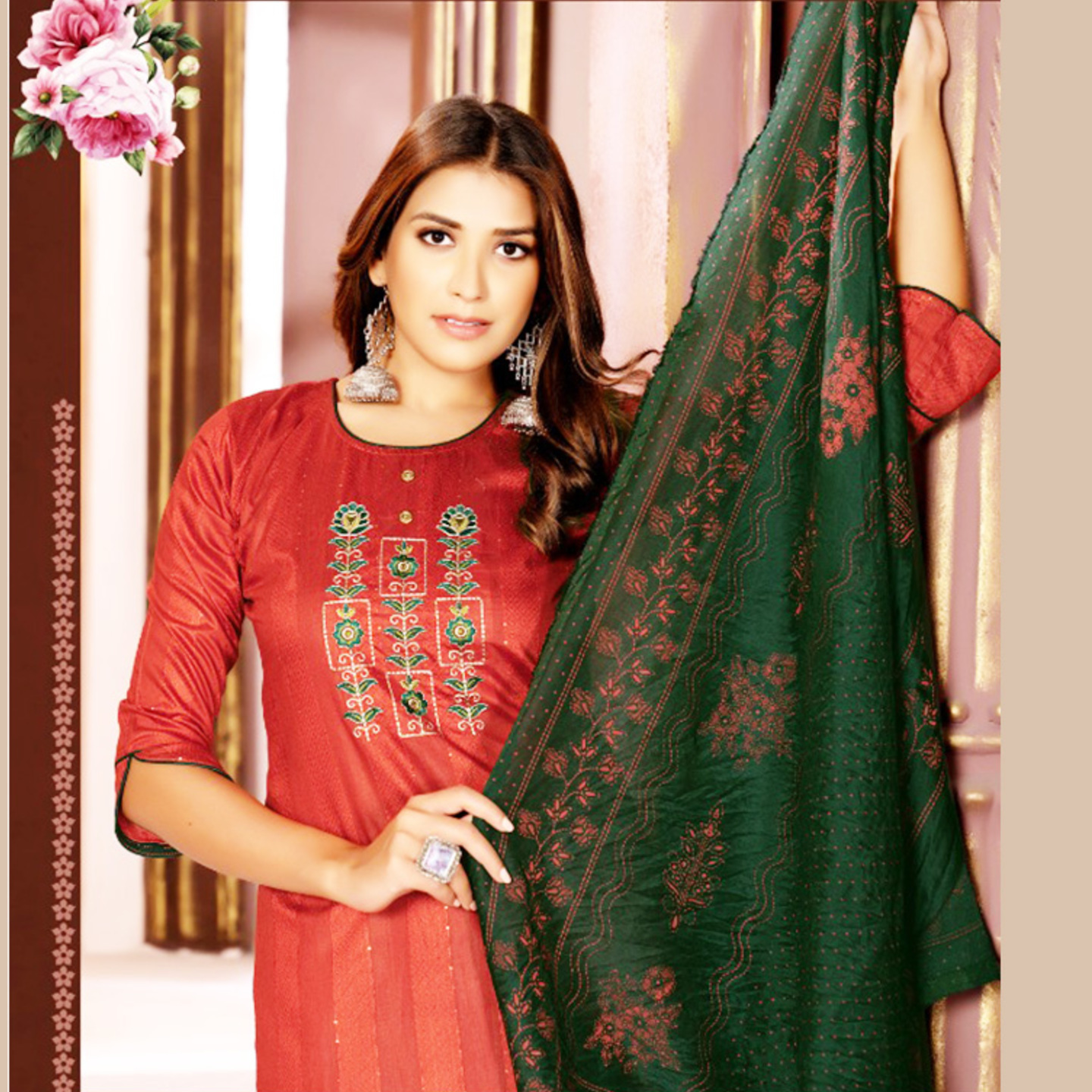 Talk By Fashion Women Embroidered Chanderi Kurta Set