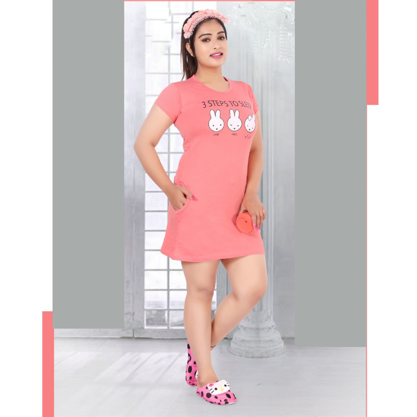 Talk By Fashion Women Round Neck Printed Long Tees with Pocket