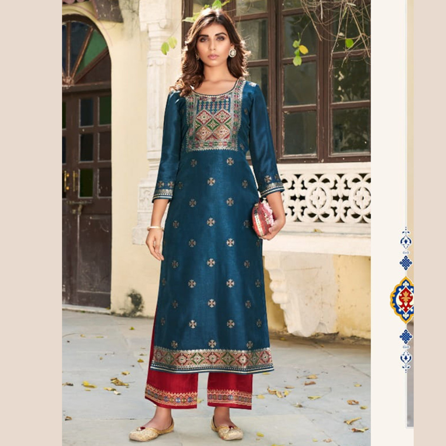 Talk By Fashion Women Banarasi Jacquard Kurta and Palazzo Set