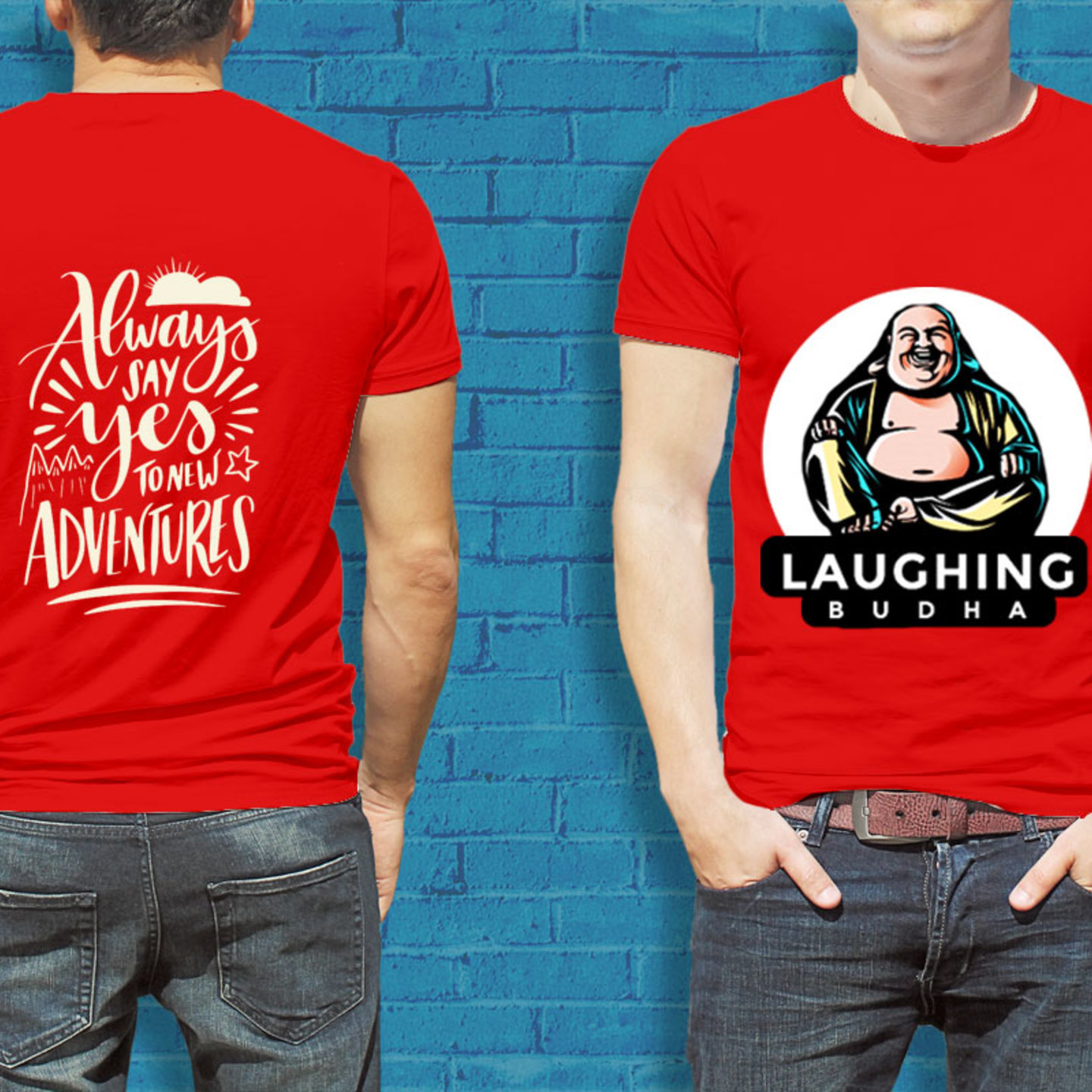 Talk By Fashion Laughing Buddha  designer T-shirt for Men Red